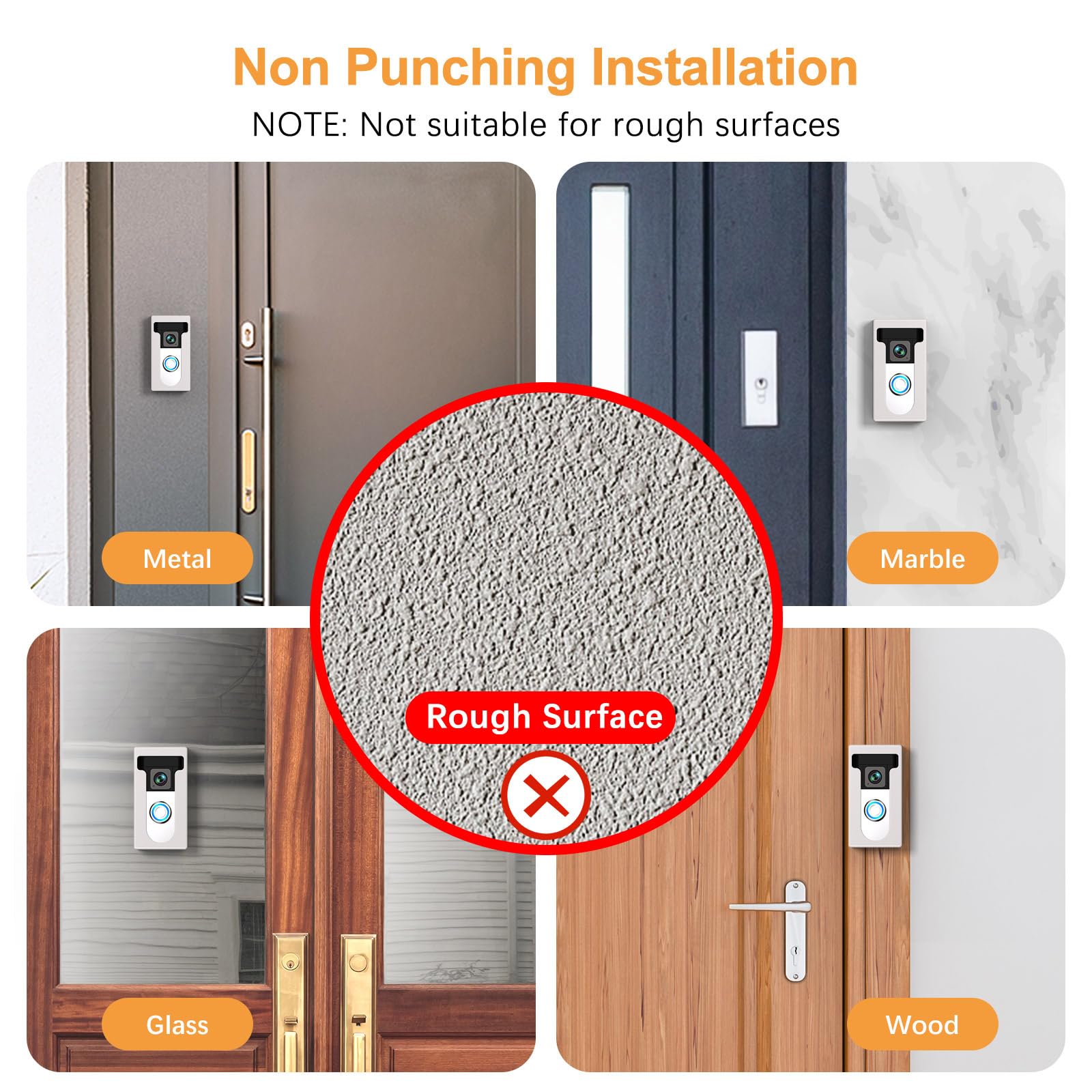 Qibox Adhesive Video Doorbell Mount Compatible For Ring/Blink Wireless Video Doorbell,No Drill Camera Mount Bracket Cover Holder