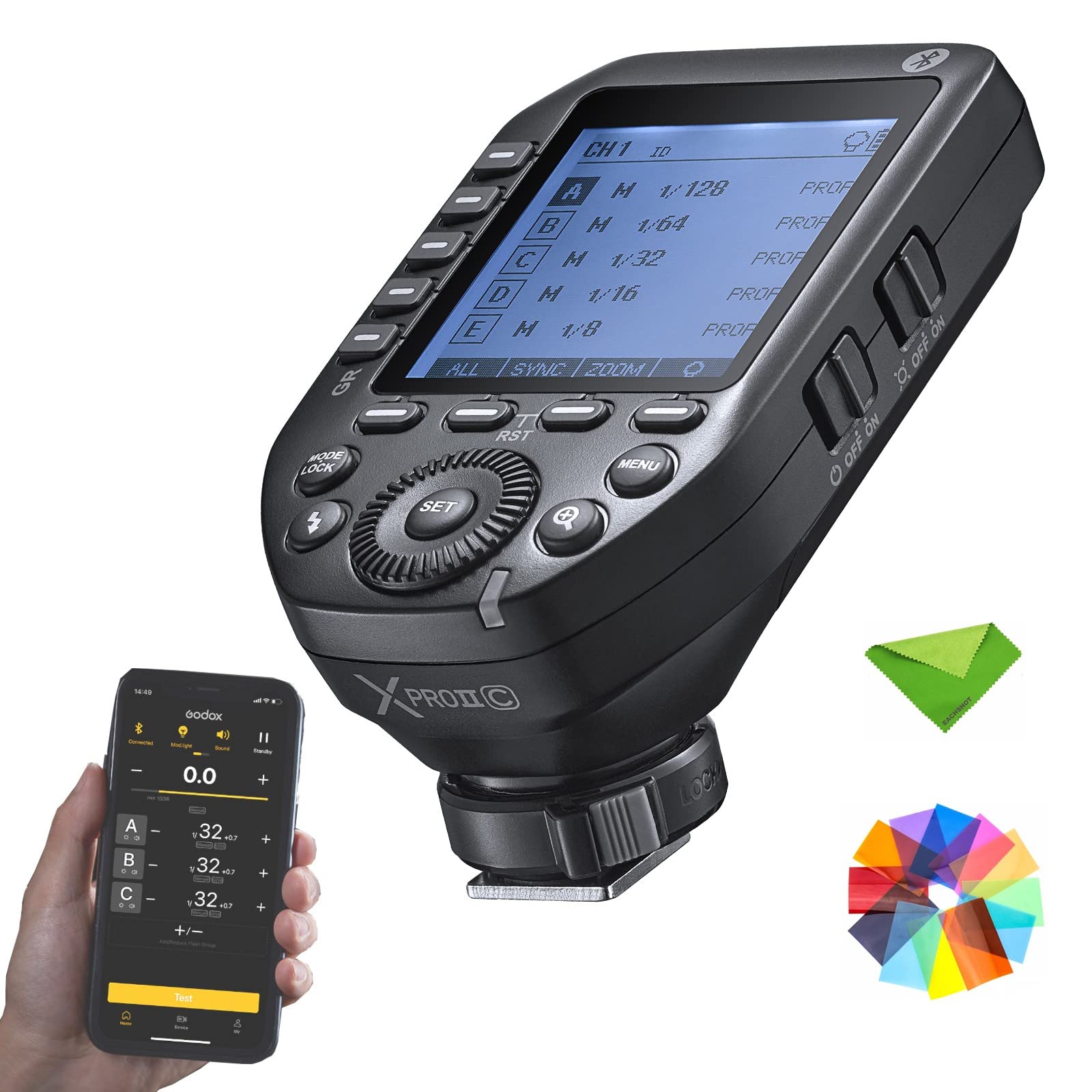 Godox Xproii Xproii C Xproiic Flash Trigger For Canon, Godox Flash Wireless Transmitter Ttl 2.4G Hss 1/8000S Bluetooth Connectio