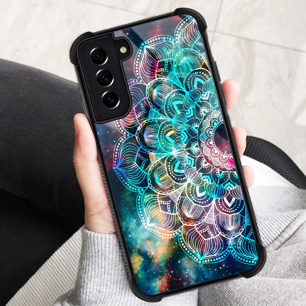 ZHEGAILIAN Phone Case Compatible Samsung Galaxy S21 Ultra 5G Mandala Design TPU Organic Glass 6.8-inch