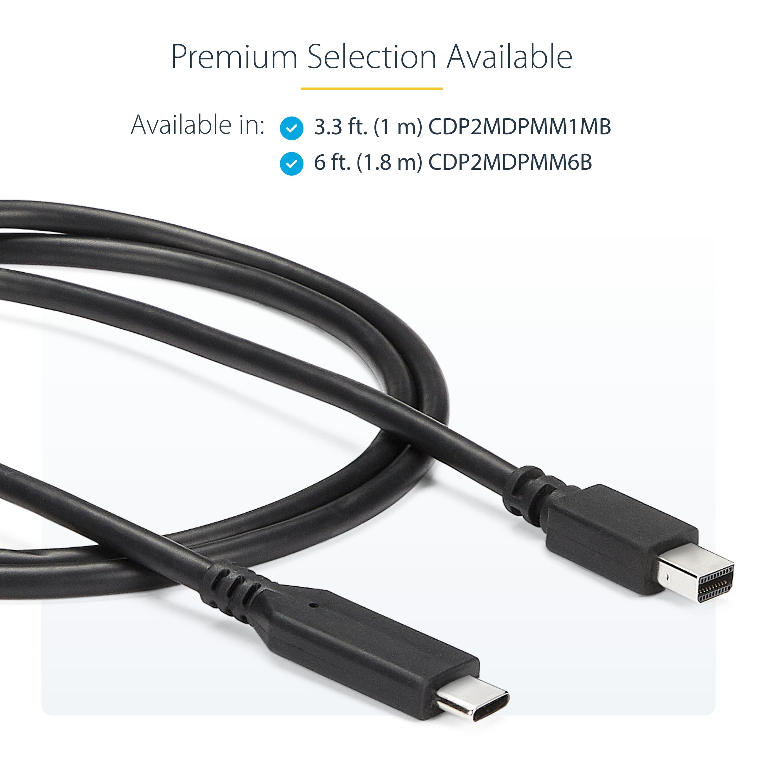 Startech.Com 1M / 3.3Ft Usb C To Mini Displayport Cable   4K 60Hz   Black   Usb 3.1 Type C To Mdp Adapter (Cdp2Mdpmm1Mb)