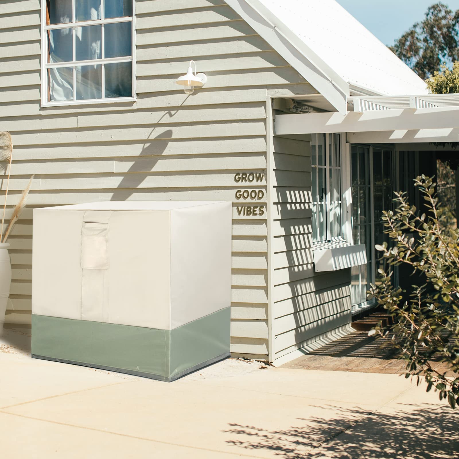 Loodro Air Conditioner Cover For Outside Units, 24 Inch Outdoor Ac Cover For Outside Unit Windproof, 600D Heavy Duty Oxford Fabr