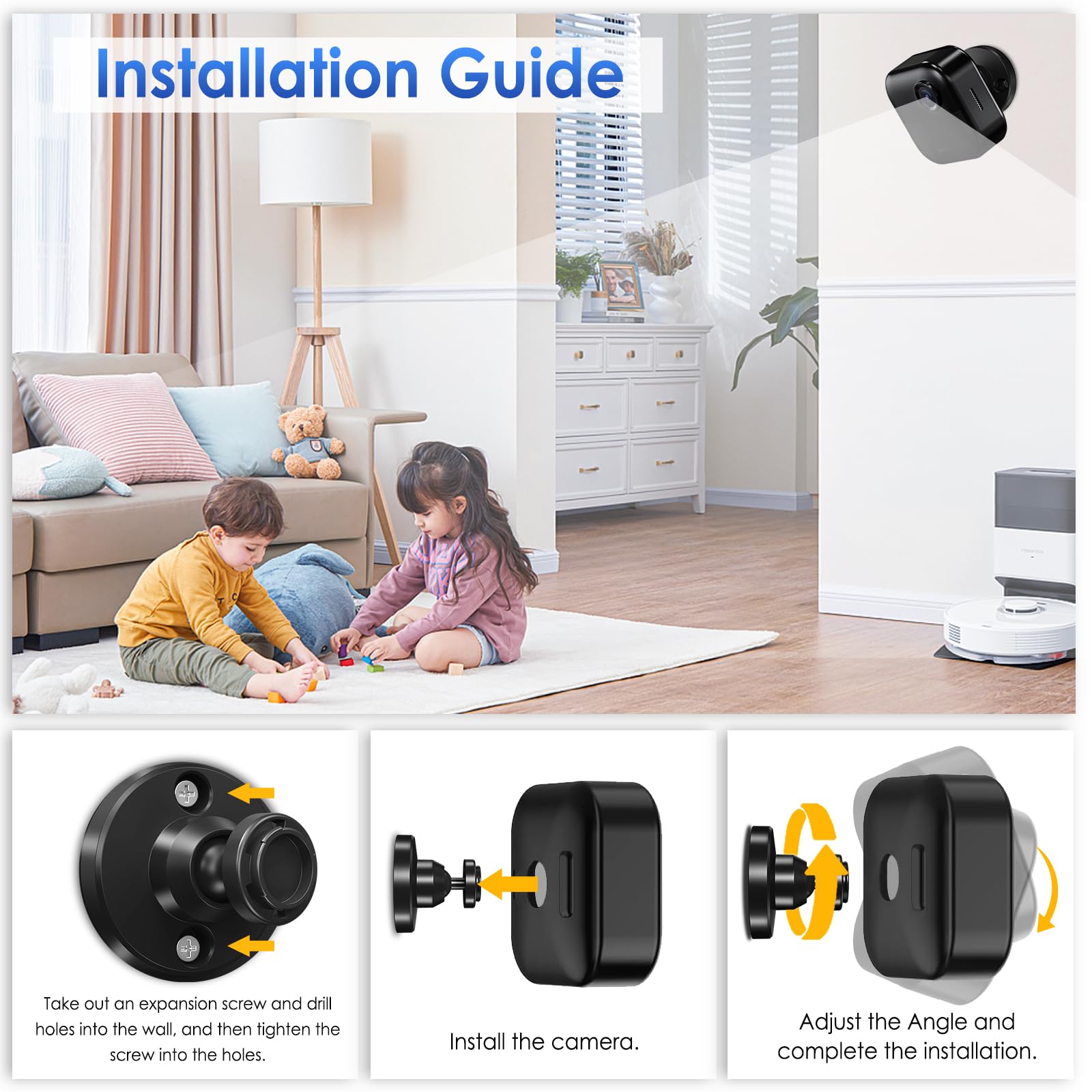 Blink Outdoor Camera Mount, 360 Degree Adjustable Wall Mount Bracket, Compatible With Blink 4Th And 3Rd Gen Outdoor Camera, 3 Pa