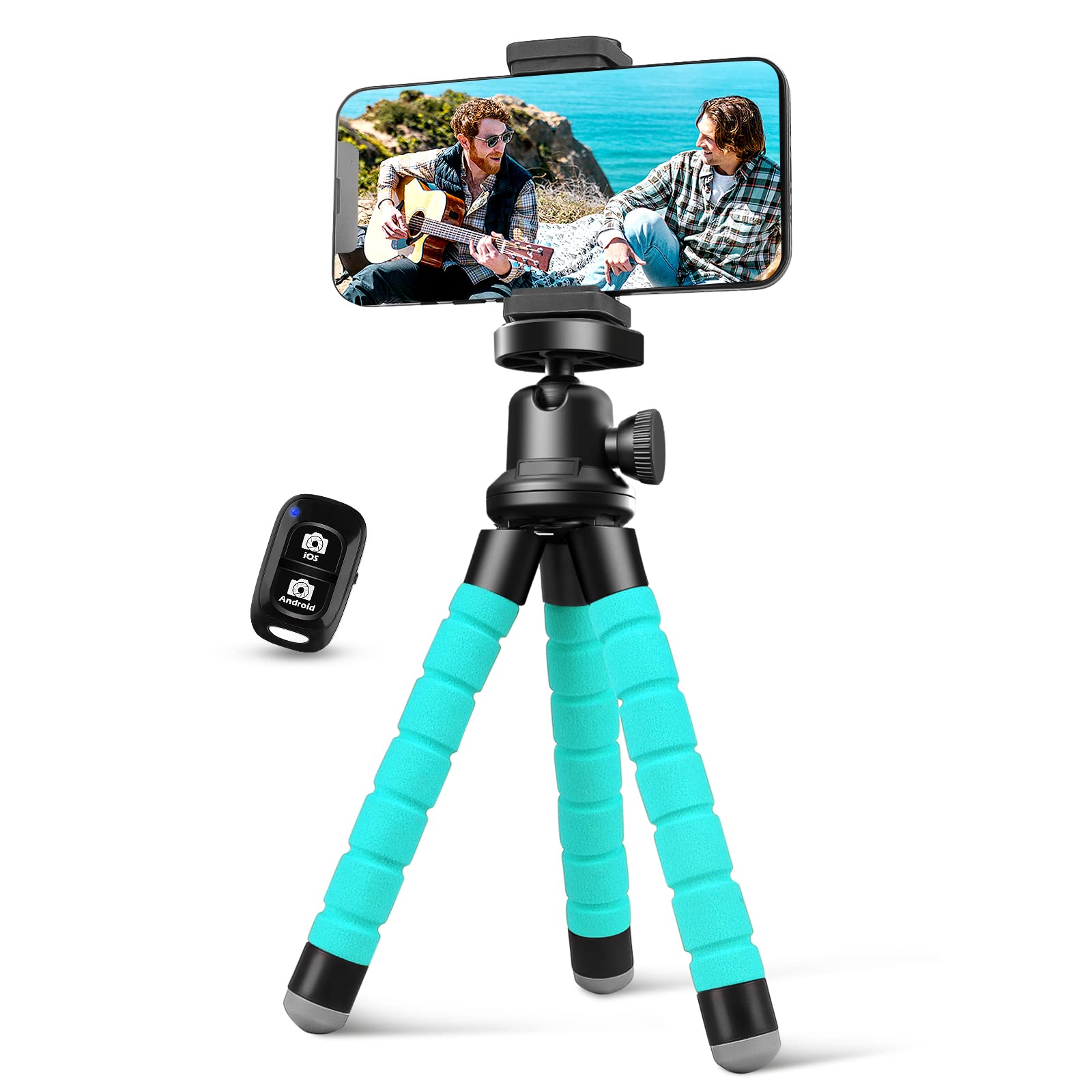 Aureday Phone Tripod, Flexible Tripod For Iphone And Android Cell Phone, Portable Small Tripod With Wireless Remote And Clip For