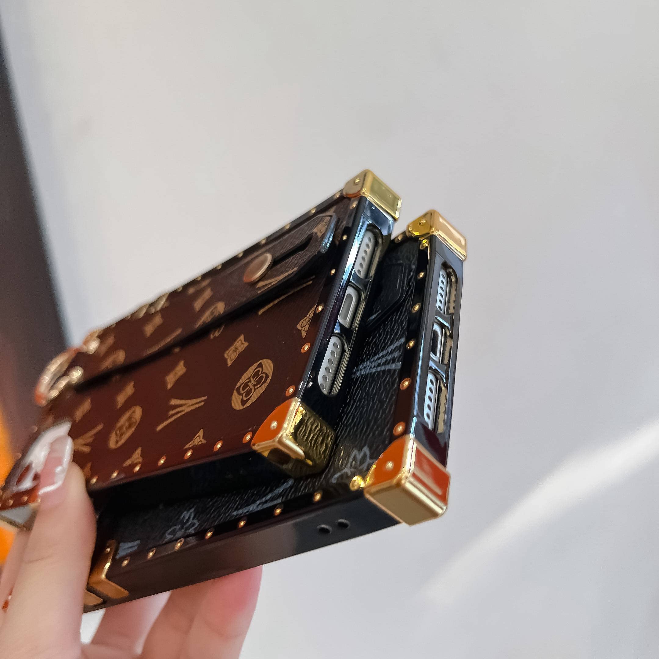 Trodino Square Leather Iphone 11 Case With Wristband Strap, Luxury Designer Case For Women Girls, Holder Ring Kickstand Raised R