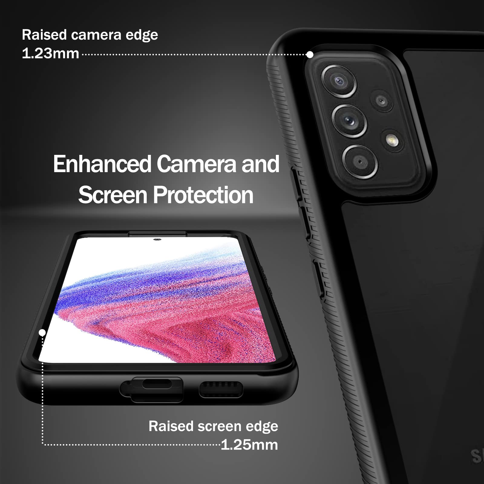 Wahhle Compatible With Samsung A53 5G Case, Built In Screen Protector Full Body Shockproof Slim Fit Bumper Protective Phone Cove