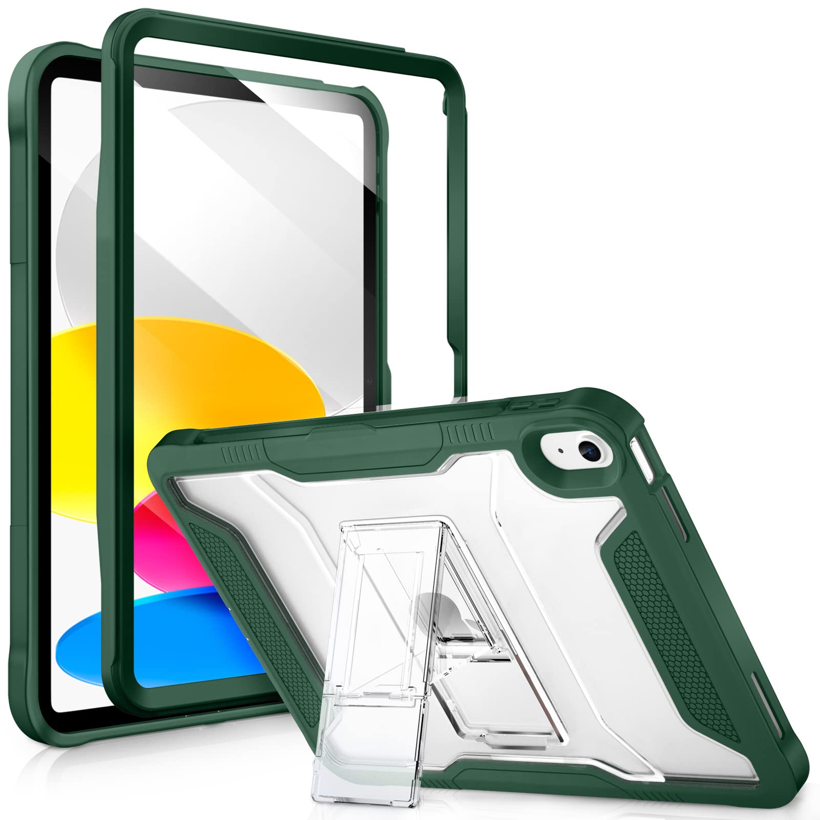 Vikesi For Ipad 10Th Generation Kickstand Protective Case 2022,Ipad 10.9 Inch Shockproof Cover With Matte Frosted Back   Midnigh