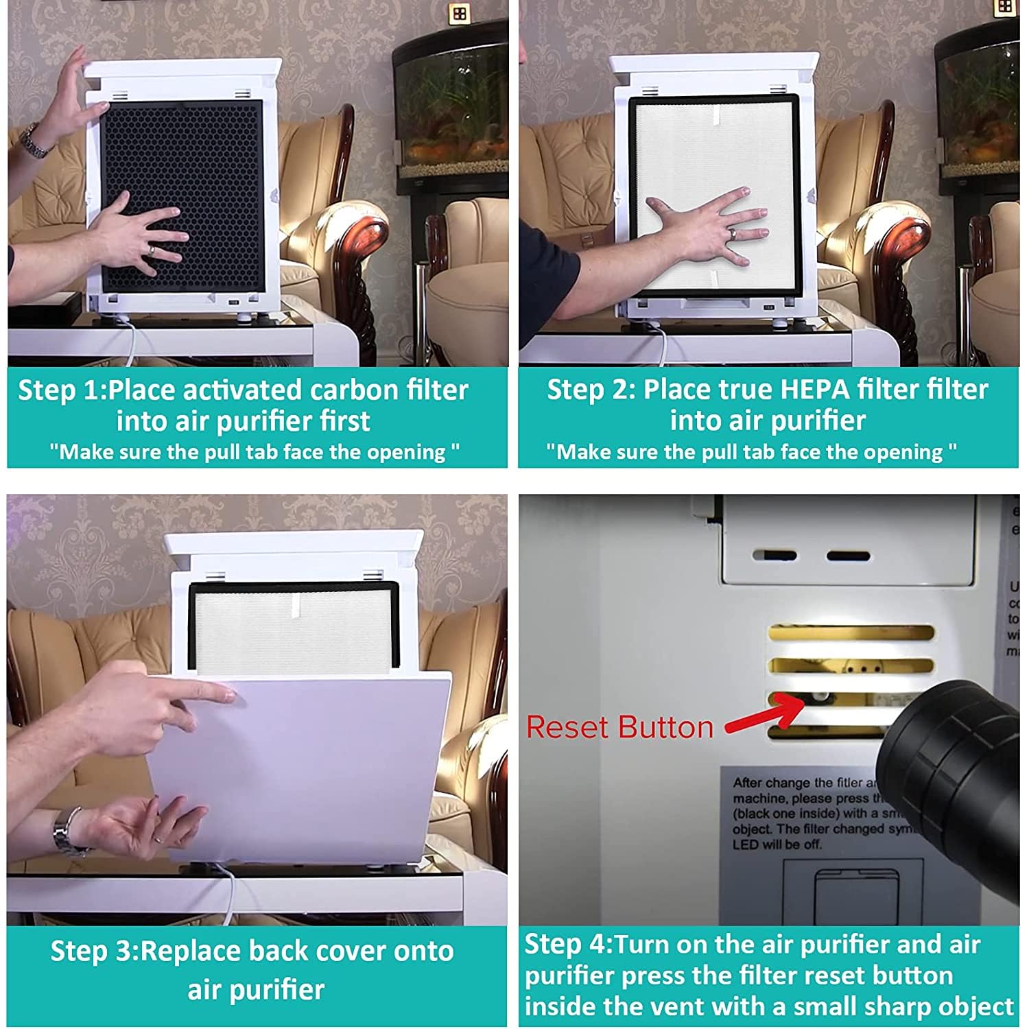 Tablenco For Levoit Lv Pur131 Air Purifier Replacement Filter 4 Filters & 4 True H13 Activated Carbon Filters Set Pre Compatible