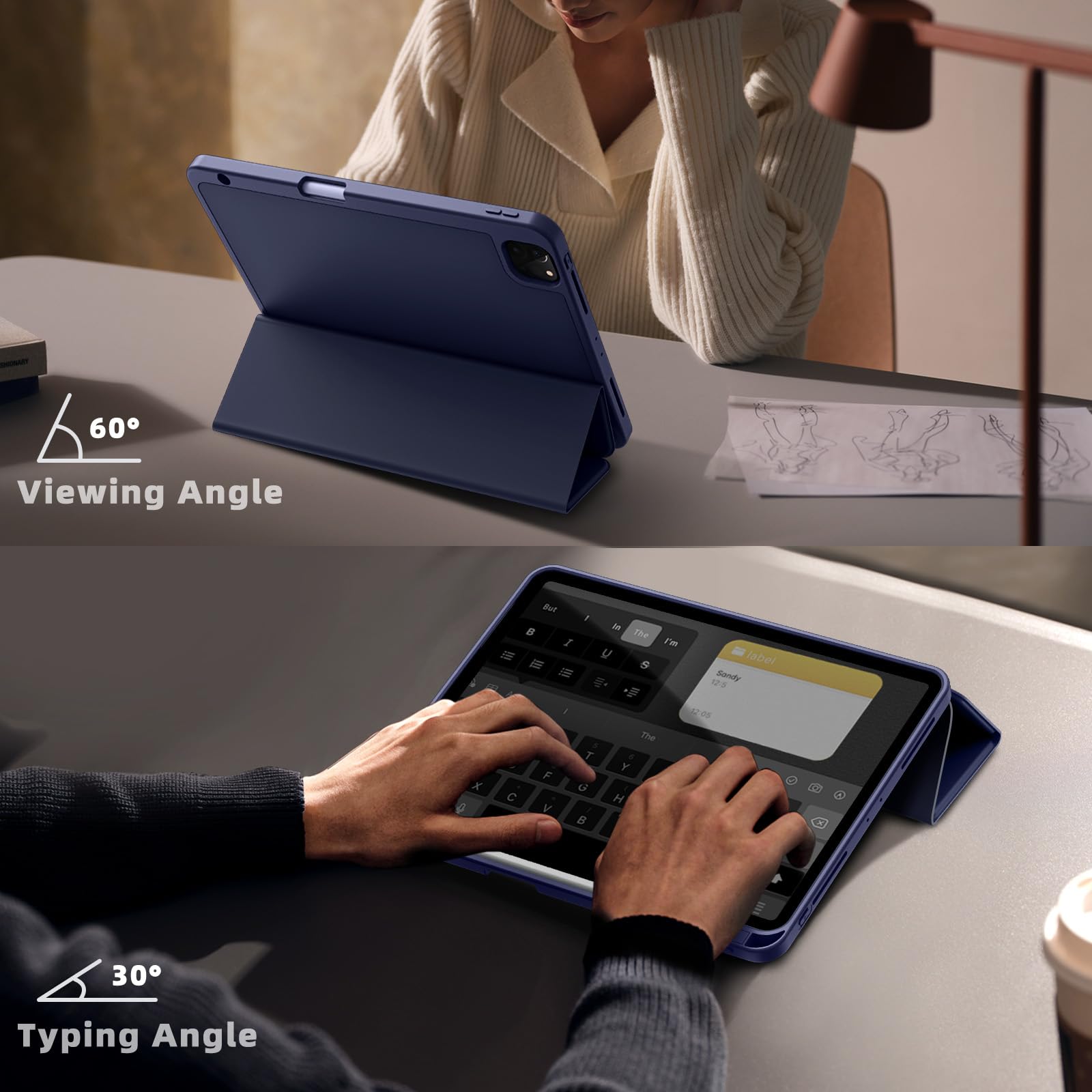 Yuloigan Designed For Ipad Pro 11 Inch Case 4Th/3Rd/2Nd Generation With Pencil Holder, Slim Protective Trifold Cover For Ipad 11