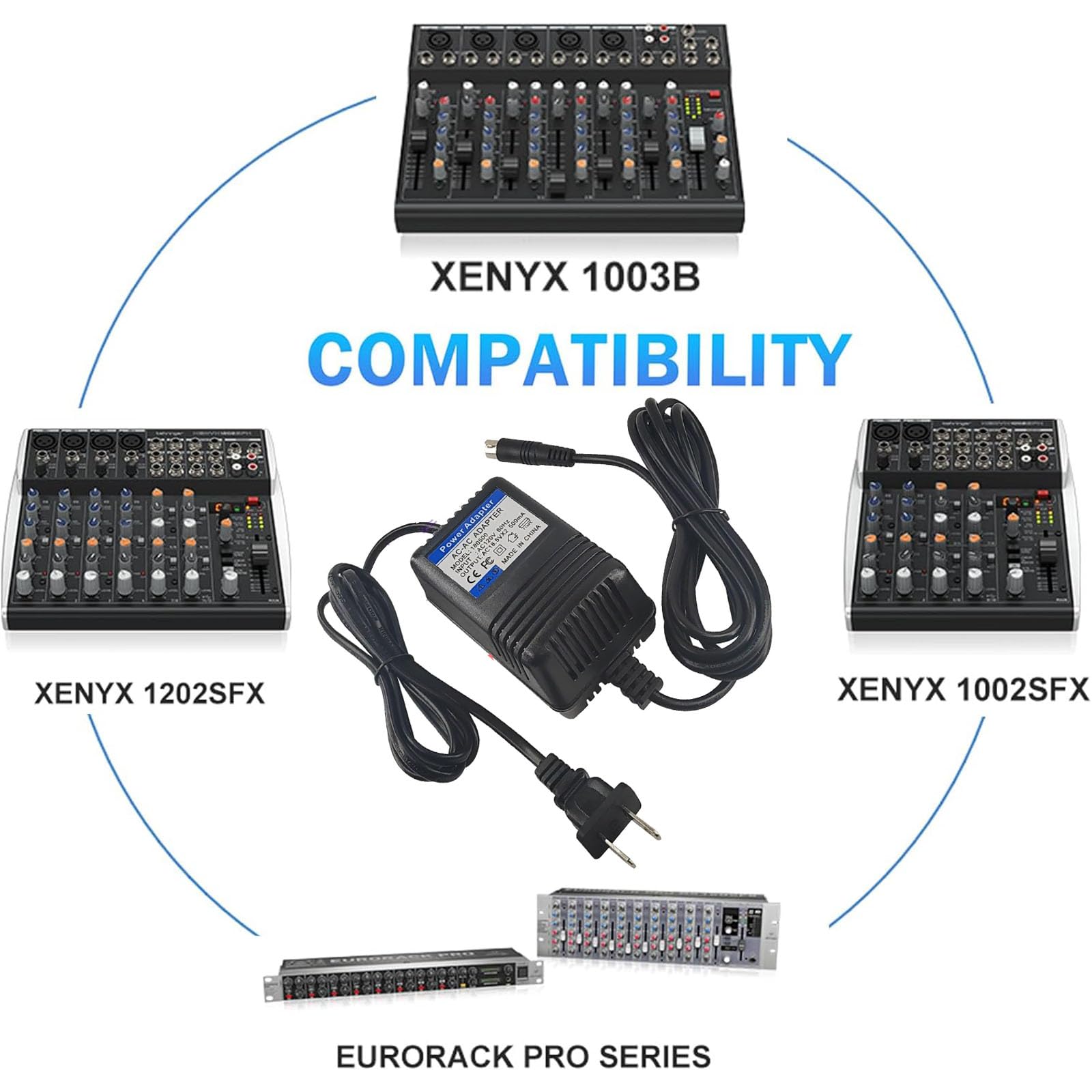 Upmmud 18.5Vx2 Power Adapte For Behringer Xenyx 502, 802, 1002,For Eurorack Mixers (Fx-18B-Mp3),Psv3Ul, Mxvl3 Mx602A, Ub502, Ub8