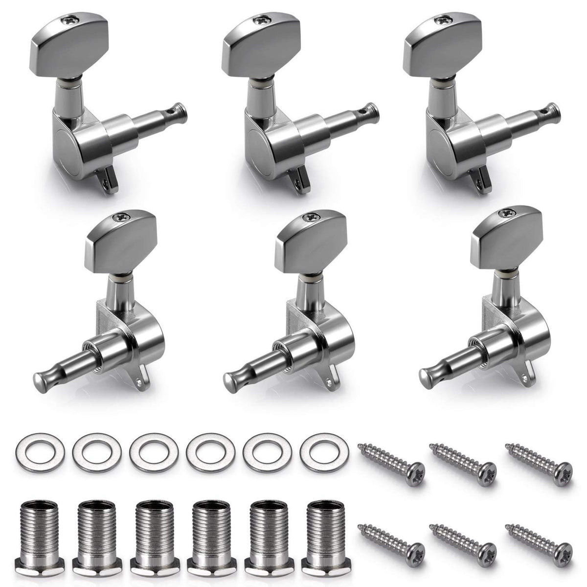 Timesetl 6 Pieces Guitar Machine Heads Knobs Guitar String Tuning Pegs Machine Head Tuners For Electric Or Acoustic Guitar (3 Le