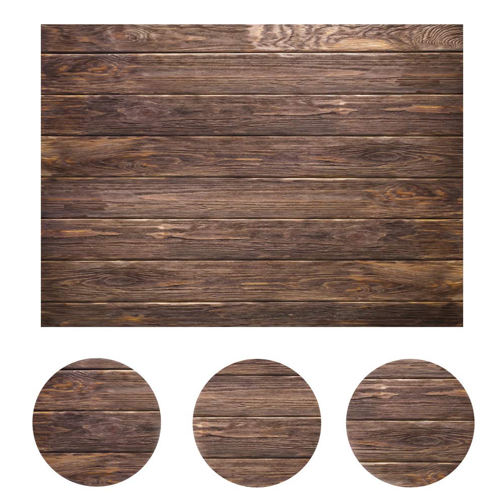 Lywygg 5X3Ft Thin Vinyl Brown Wood Backdrop Photographers Retro Wood Wall Background Cloth Seamless Cp 19 0503