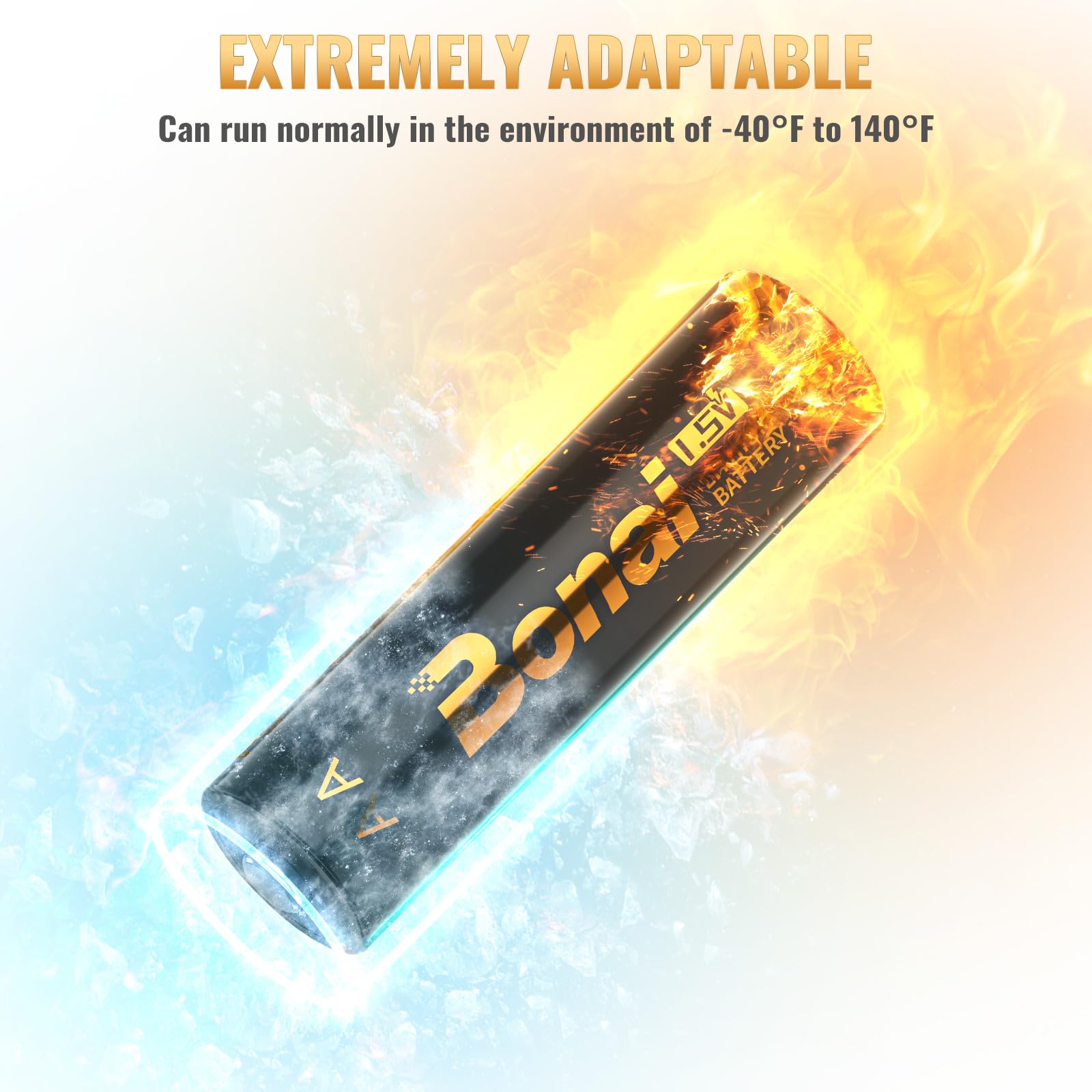 Bonai Lithium Batteries Aa 8 Pack - 1.5V High Capacity, Ultra Long-Lasting Performance For Extreme Temperatures (-40F To 140F),