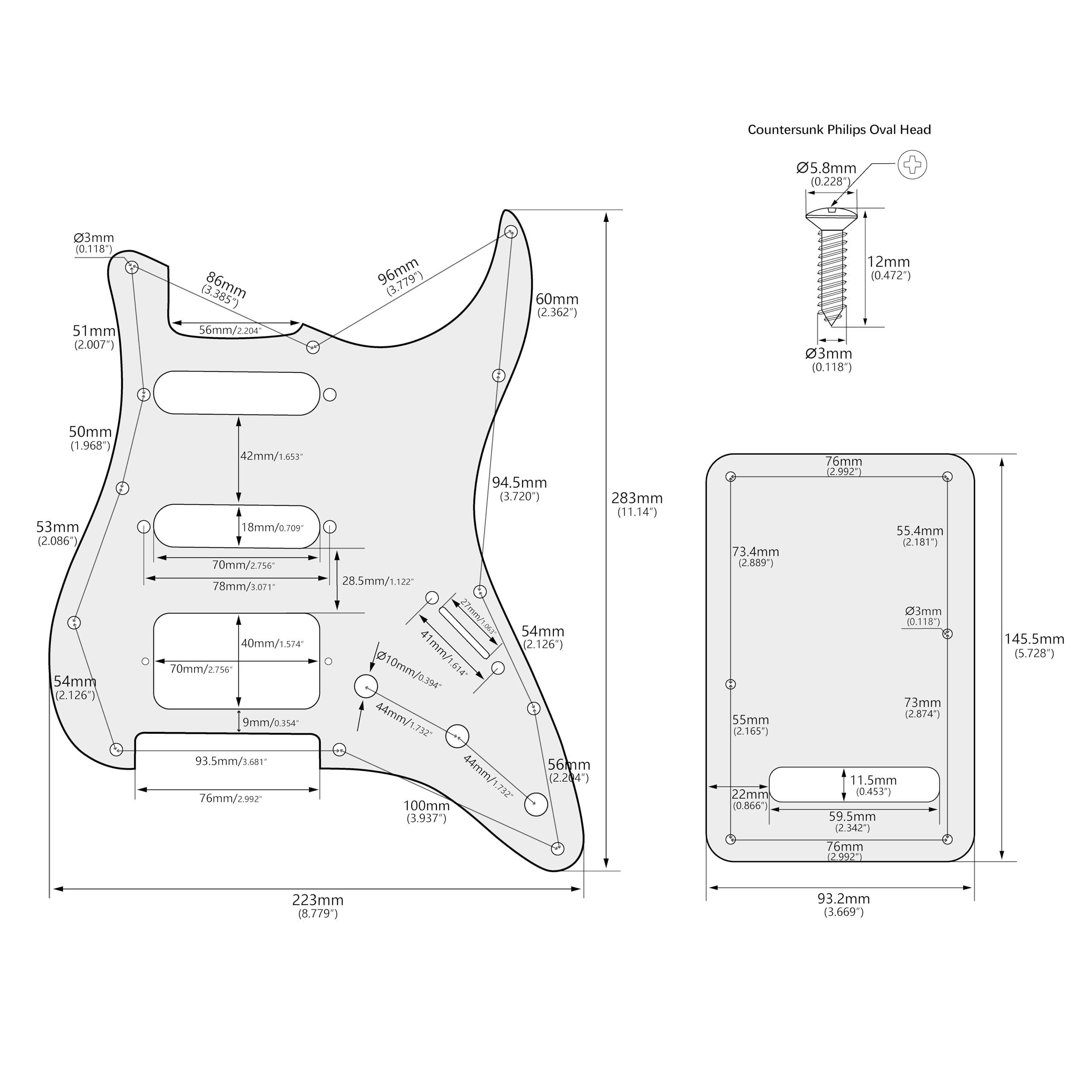 Banworks 4Ply Strat Hss Pickguard 11 Hole Ssh Pickguard Scratch Plate With Backplate 6 Hole Trem Tremolo Cover Set For Usa/Mexic
