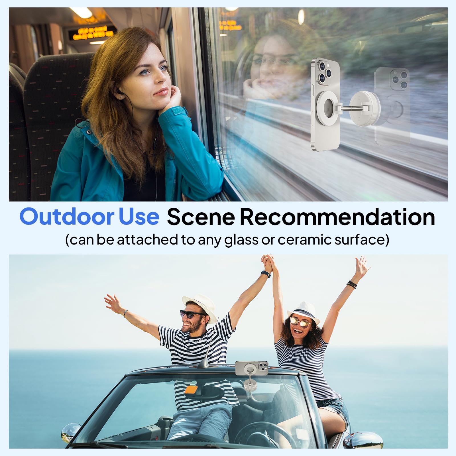 Vacuum Suction Magnetic Phone Holders For Your Car, 360 Adjustable Car Phone Holder, Suction Cup Car Phone Mount (White)