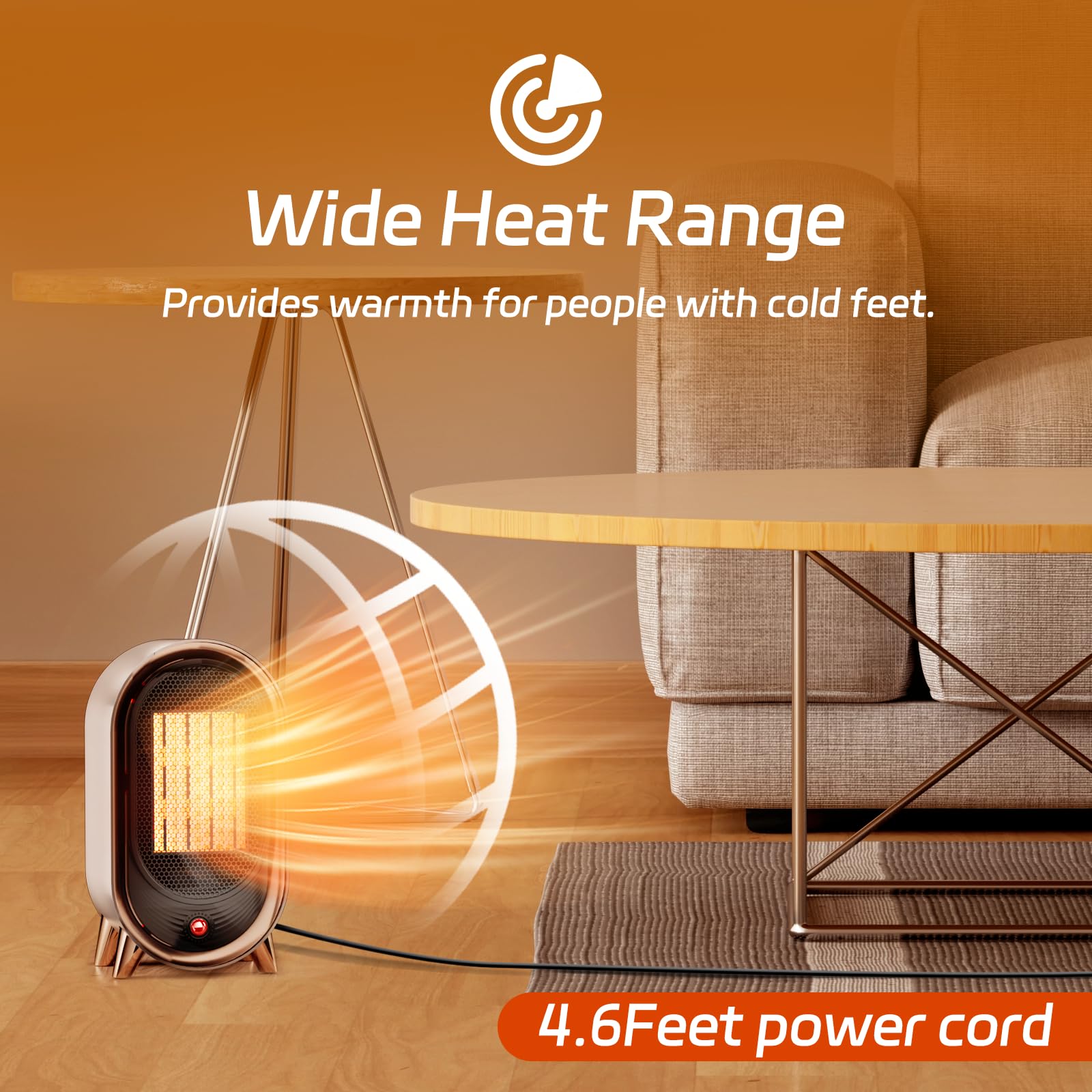 Feculs Space Heaters For Indoor Use, 900W Space Heater Indoor, Small Office Heater For Indoor Use With 2 Heating Modes, Overheat