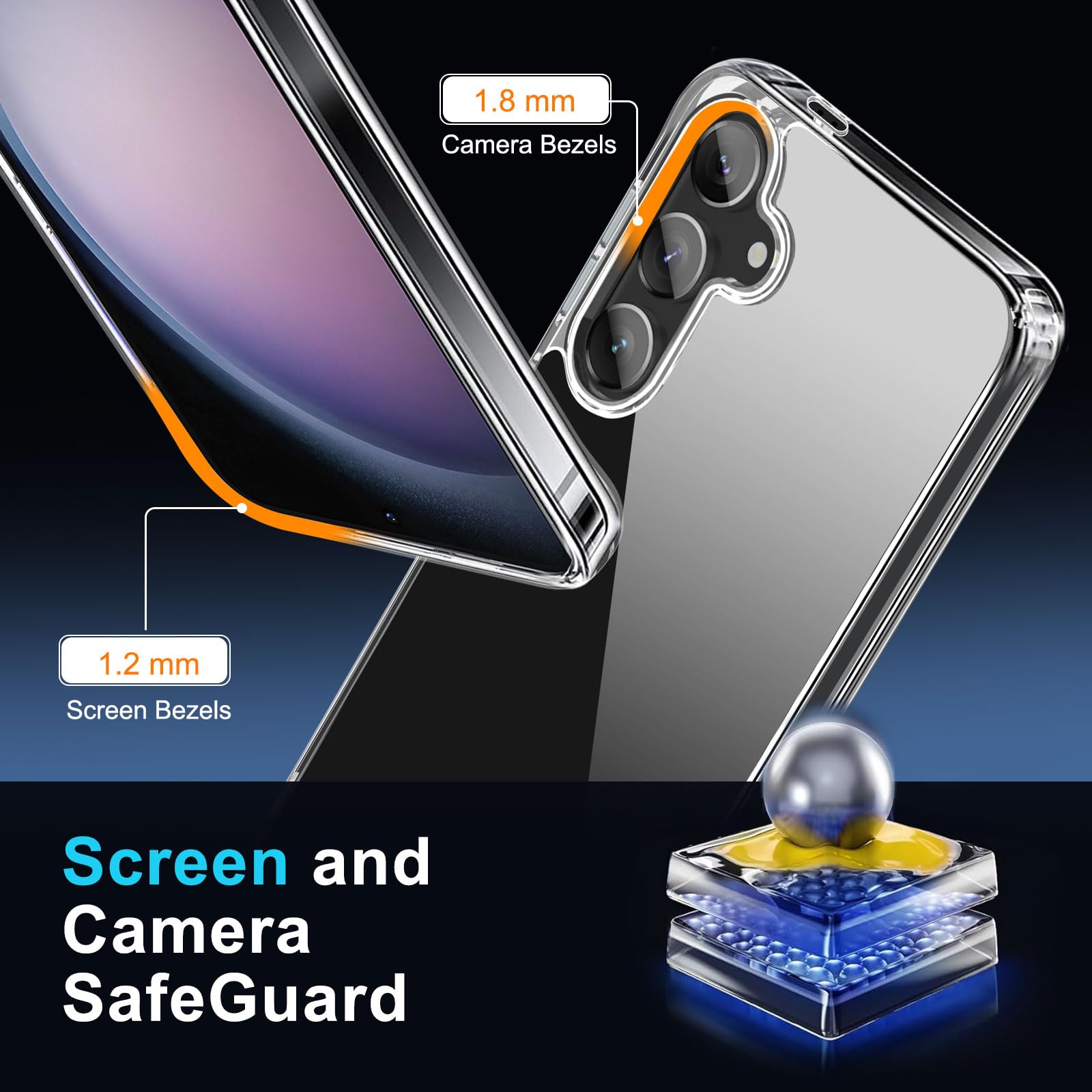 Janmitta Compatible With Samsung Galaxy S24 Case With Screen Protector[2 Pack],Slim Fit Thin Transparent Rugged Tough Hard Cover