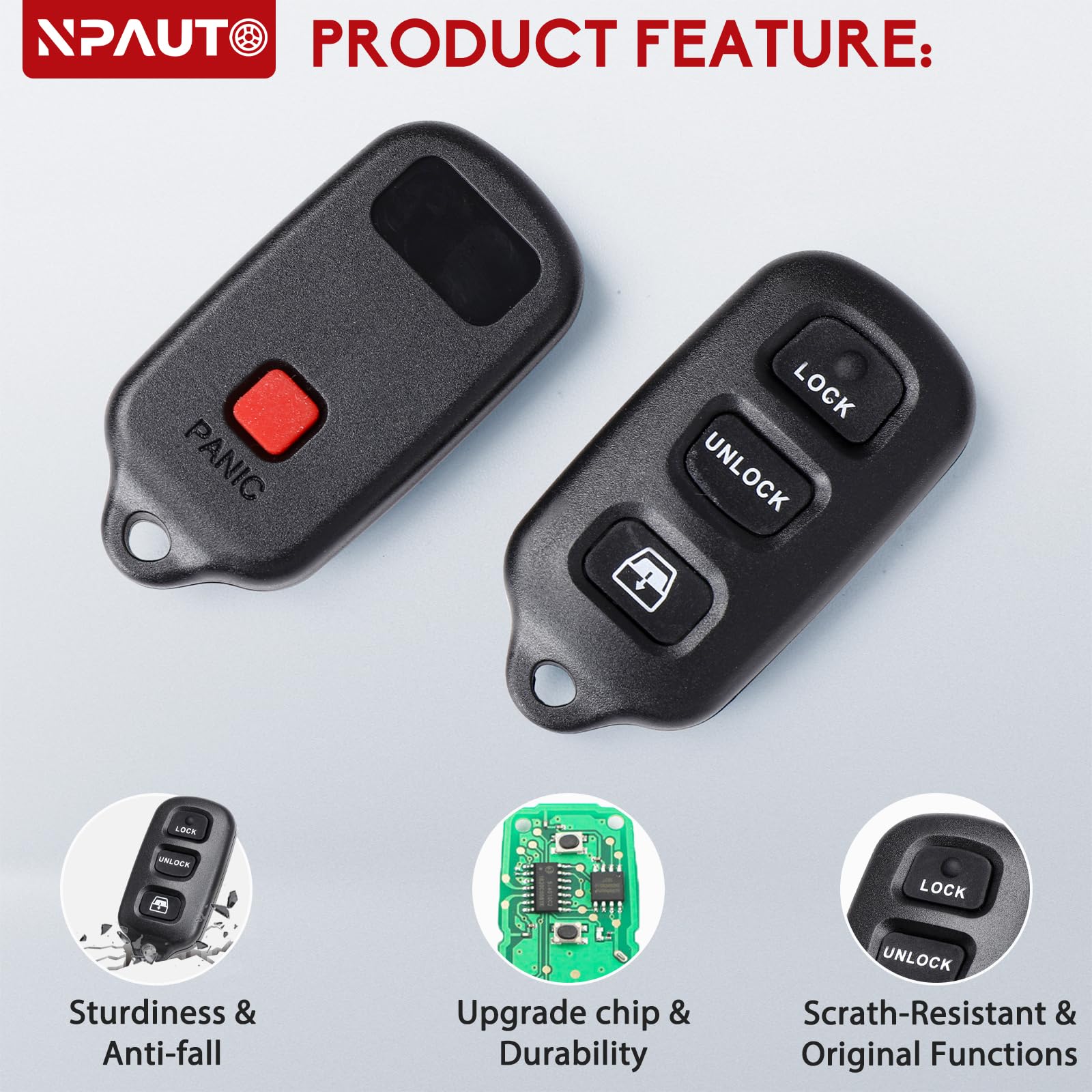 Npauto 2 Pack Key Fob Replacement For Toyota 4Runner 1999 2000 01 02 03 04 05 06 07 2008 2009 | Toyota Sequoia 2001 2008 Keyless