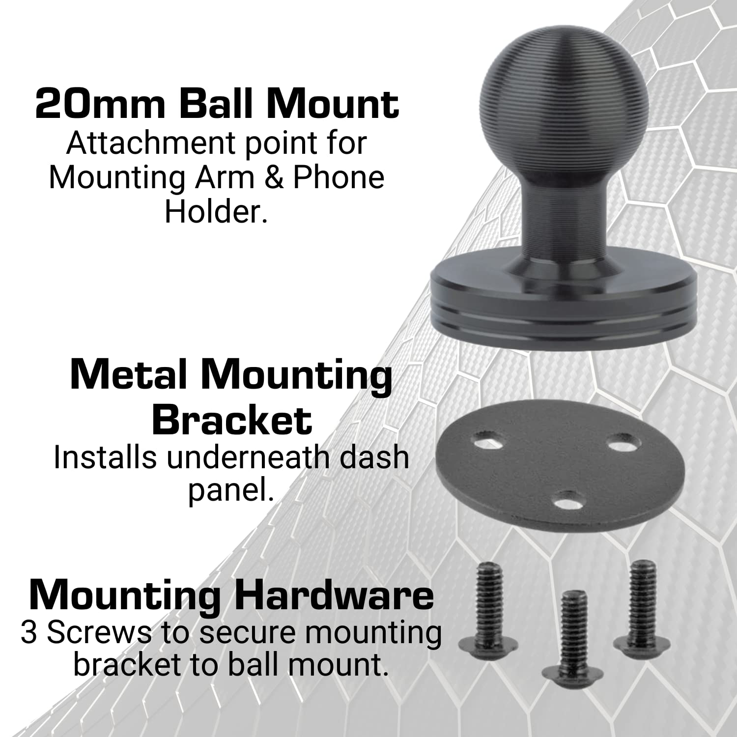 Bulletpoint Dash Mount Cell Phone Holder Jeep Compatible Wrangler (2007-2010 Jk And 1997-2006 Tj) With 20Mm Ball Mount For Iphon