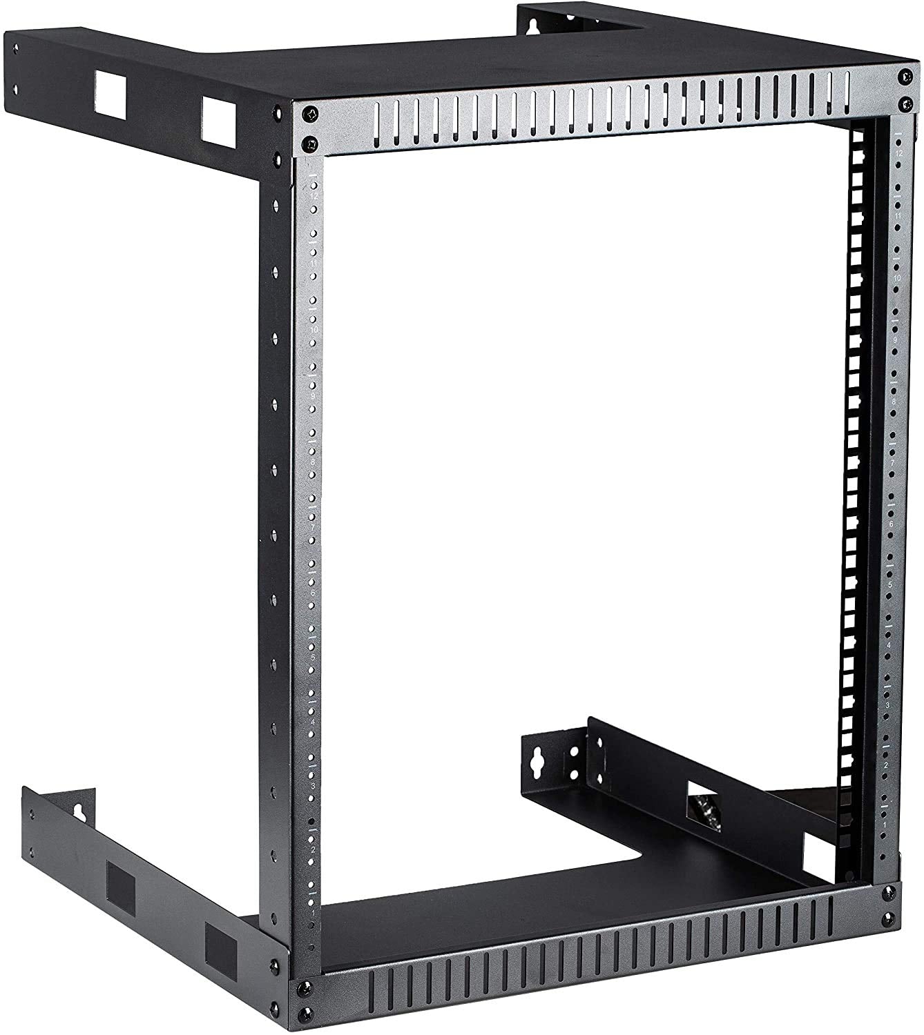 KENUCO Black 9U Wall Mount Open Frame Steel Network Equipment Rack 17.75 Inch Deep - Black - 9U - W19 x D17.75 x H19.25 (R