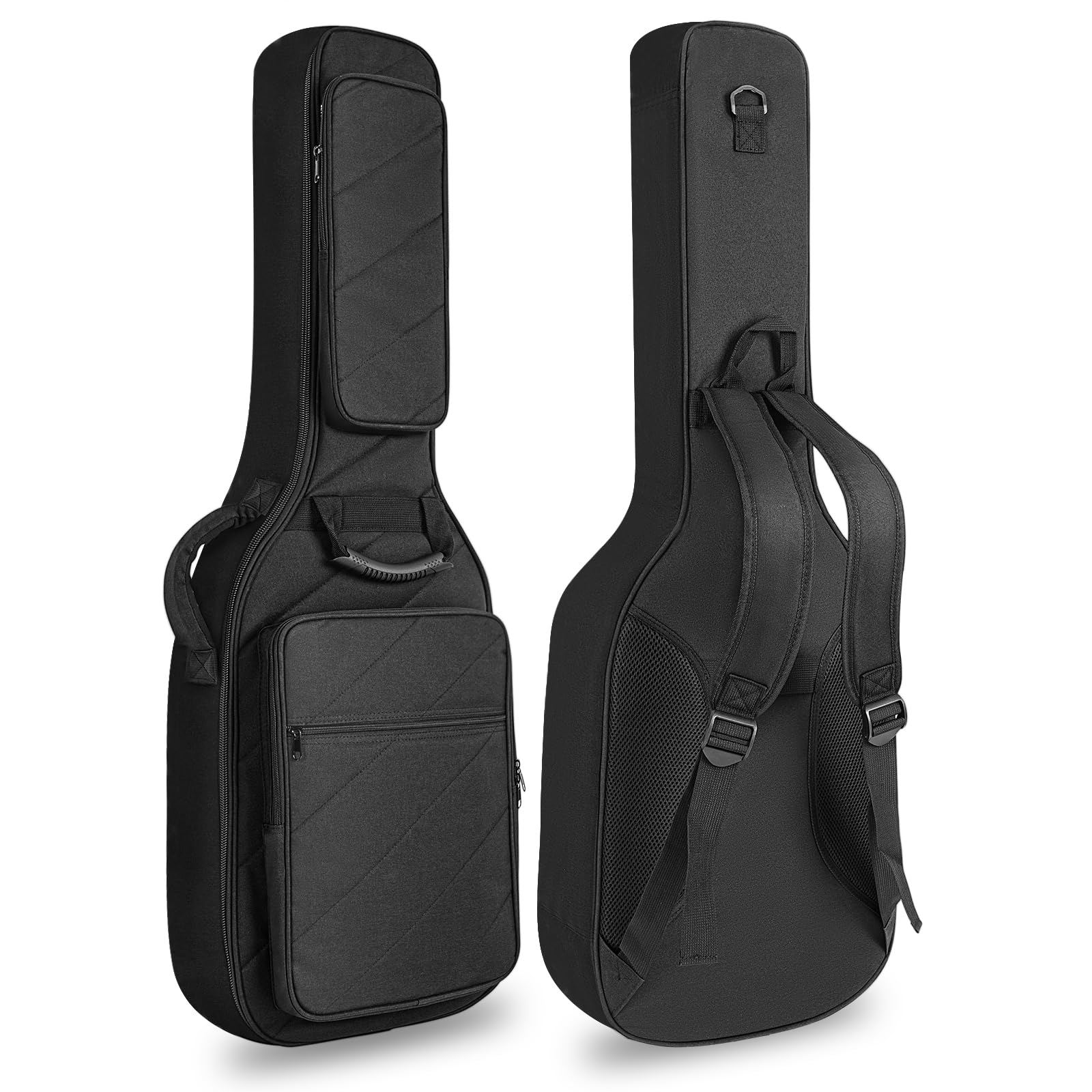 LETSROCK Electric Guitar Case with 0.7 Inch Thick Padding 3 Pockets with Electric Guitar Gig Bag, Adjustable Shoulder Strap Comp