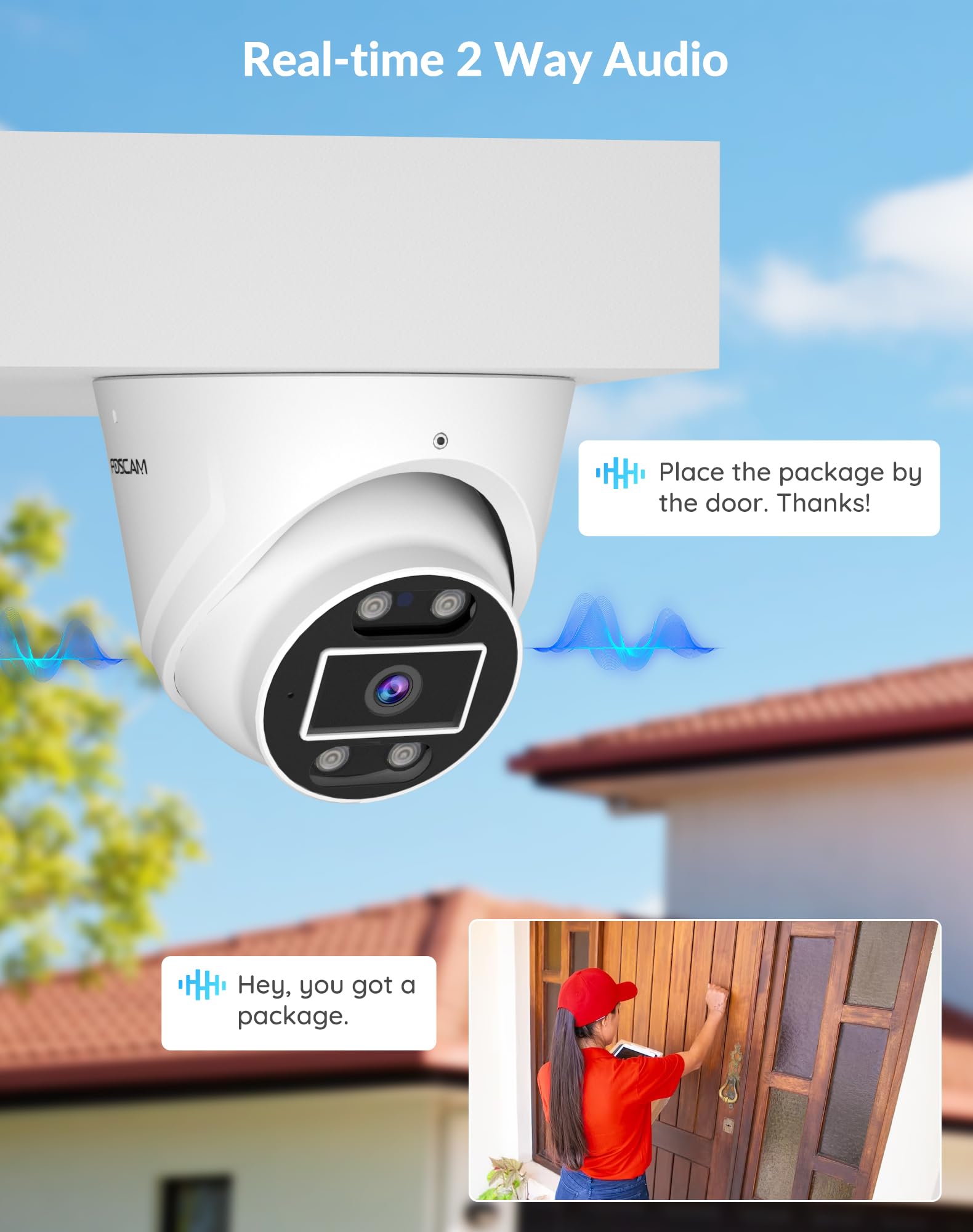 Foscam 5Mp Security Poe Ip Camera Outdoor/Indoor, T5Ep 3K Home Security Surveillance Cameras With 2 Way Talk, Color Night Vision, Spotlight, Work With Alexa, Google Assistant Ip66