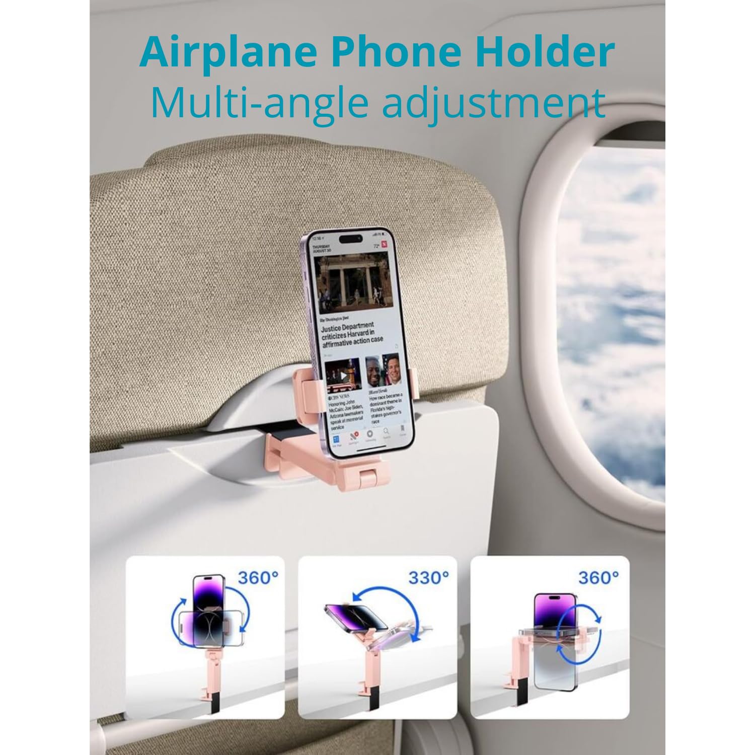 2 Pack Pink Airplane Phone Holder For Iphone Samsung And Other Phones Travel Essentials Accessories Cruise Car Mount Cell Stand