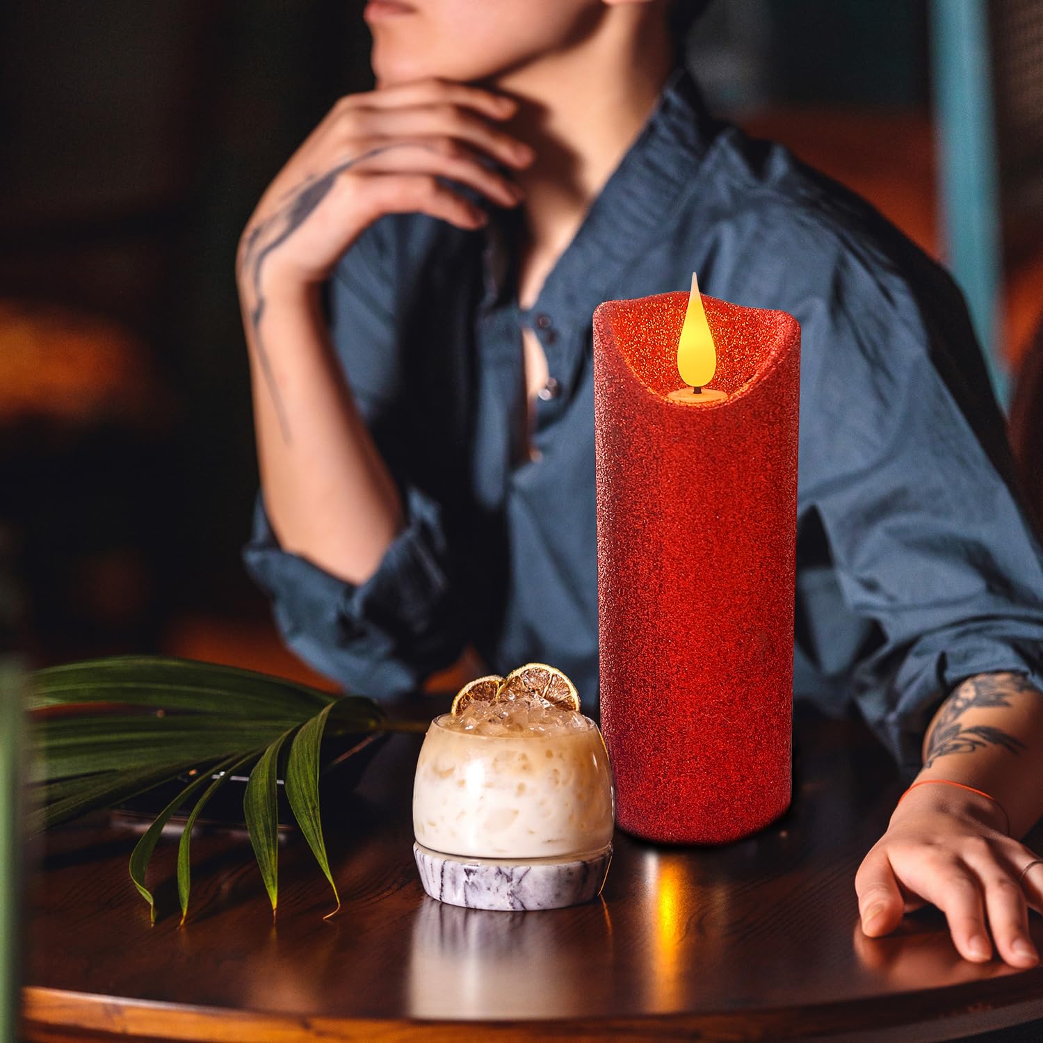 Evenice Flameless Candles Flickering Pillar Candles Battery Operated Candles Unscented With Timer And Remote,Set Of 5 Glitter Re