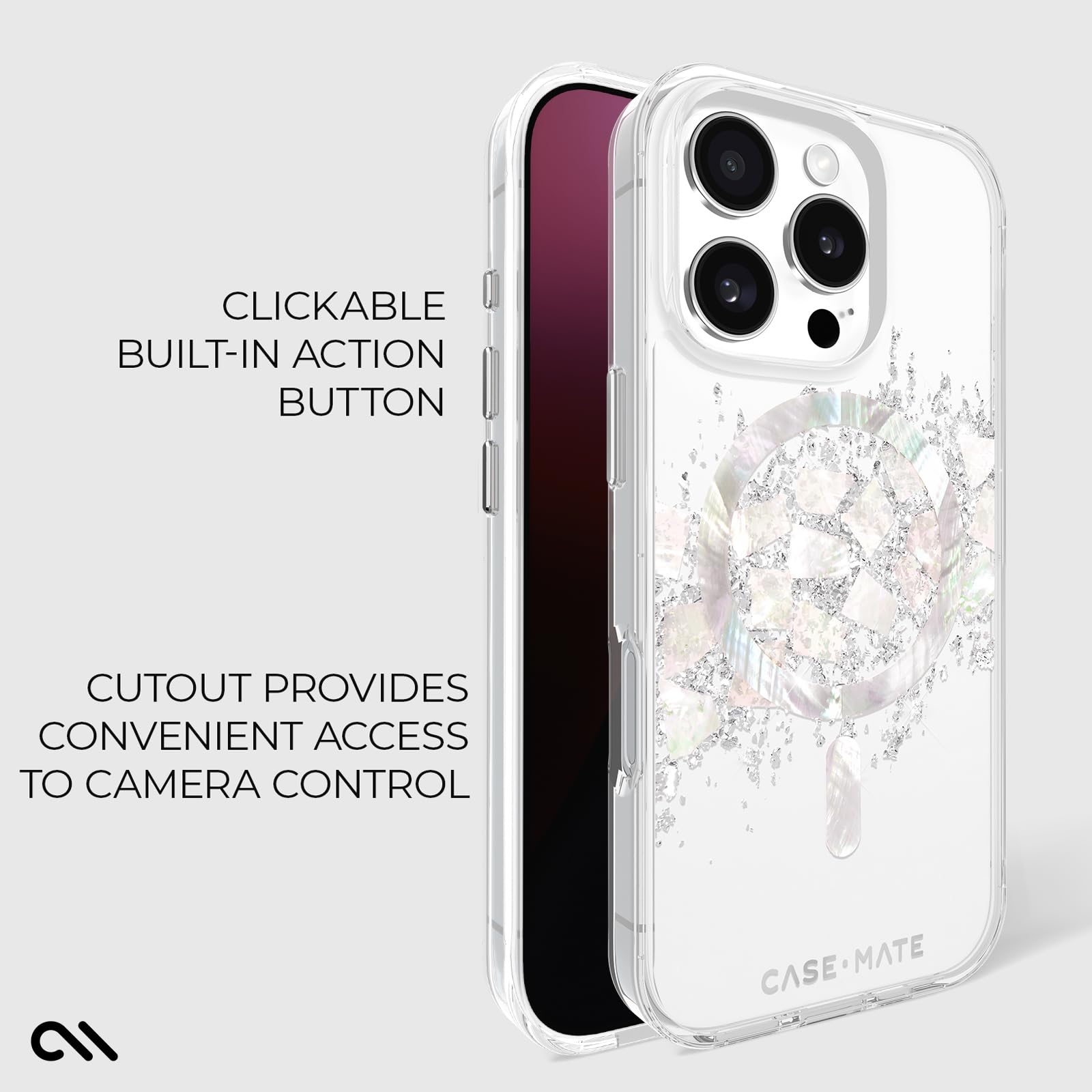 Case Mate Iphone 16 Pro Case [Compatible With Magsafe]   Stylish Mother Of Pearl Phone Case With 12Ft Drop Protection   Premium