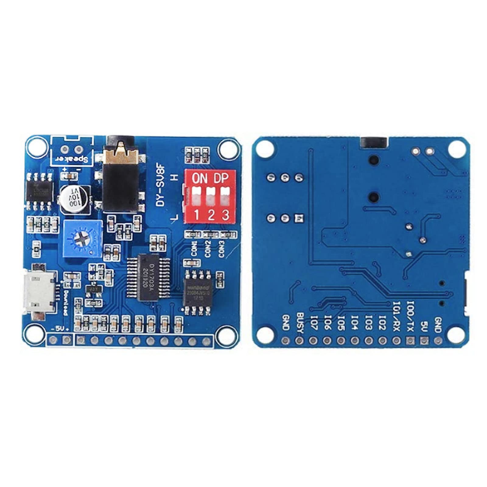 Devmo Voice Playback Module Music Player Voice Prompts Voice Broadcast Device Mp3 Trigger Amplifier Class D 5W 64Mbit Flash Comp