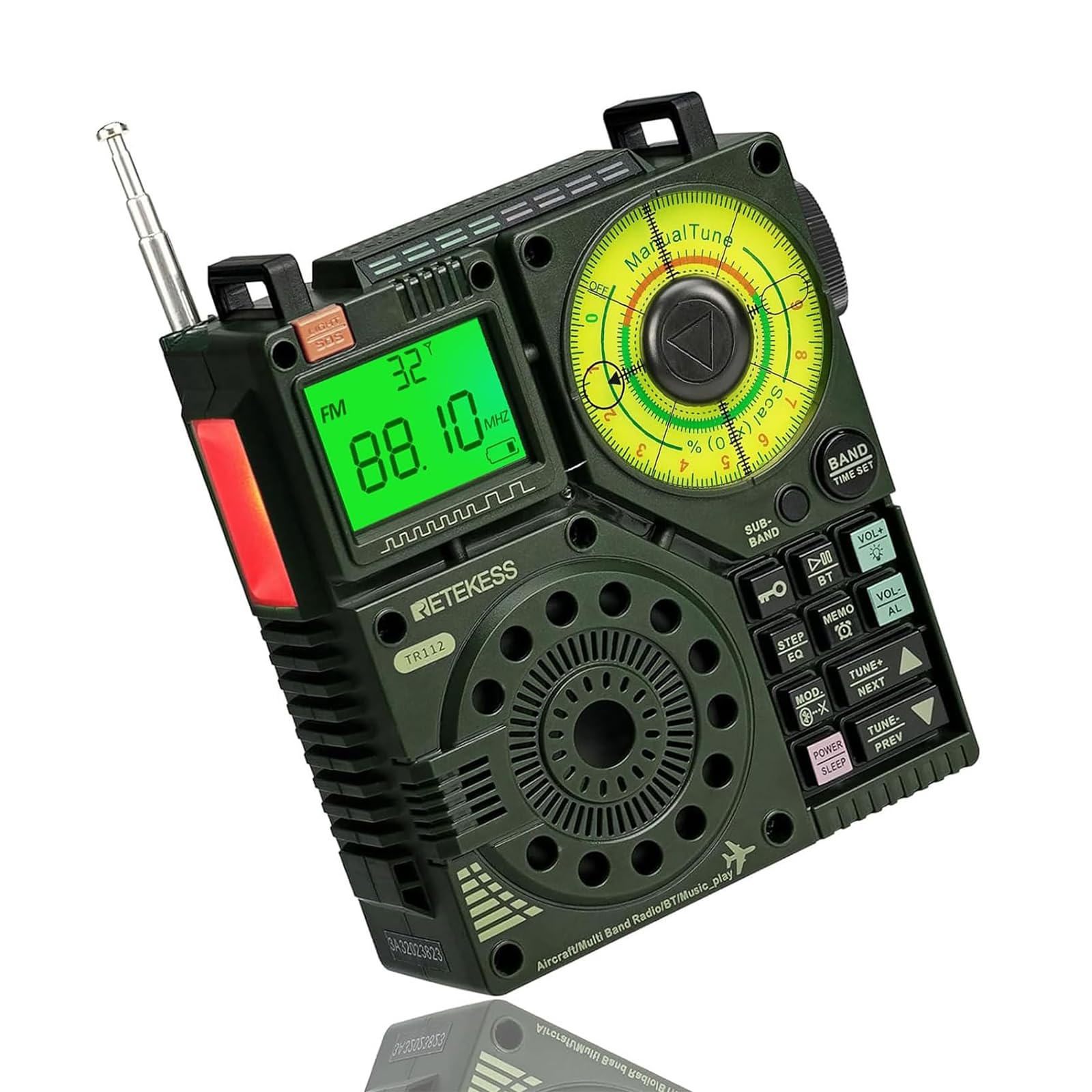 Retekess Tr112 Shortwave Radio Receiver, Air Vhf Am Fm Sw Wb Multiband Radio Receiver, 1600Mah Battery Radio With Bluetooth, App Control, 6 Eq Modes, Sos