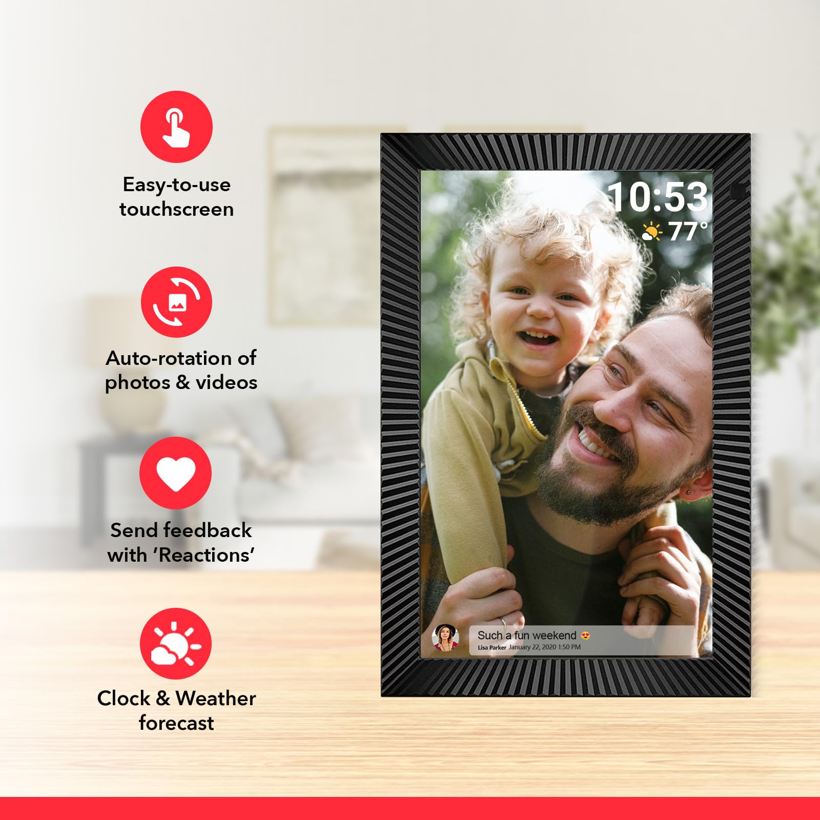 32Gb Frameo 10.1 Inch Smart Wifi Digital Photo Frame 1280X800 Ips Lcd Touch Screen, Auto Rotate, Motion Sensor, Share Moments In