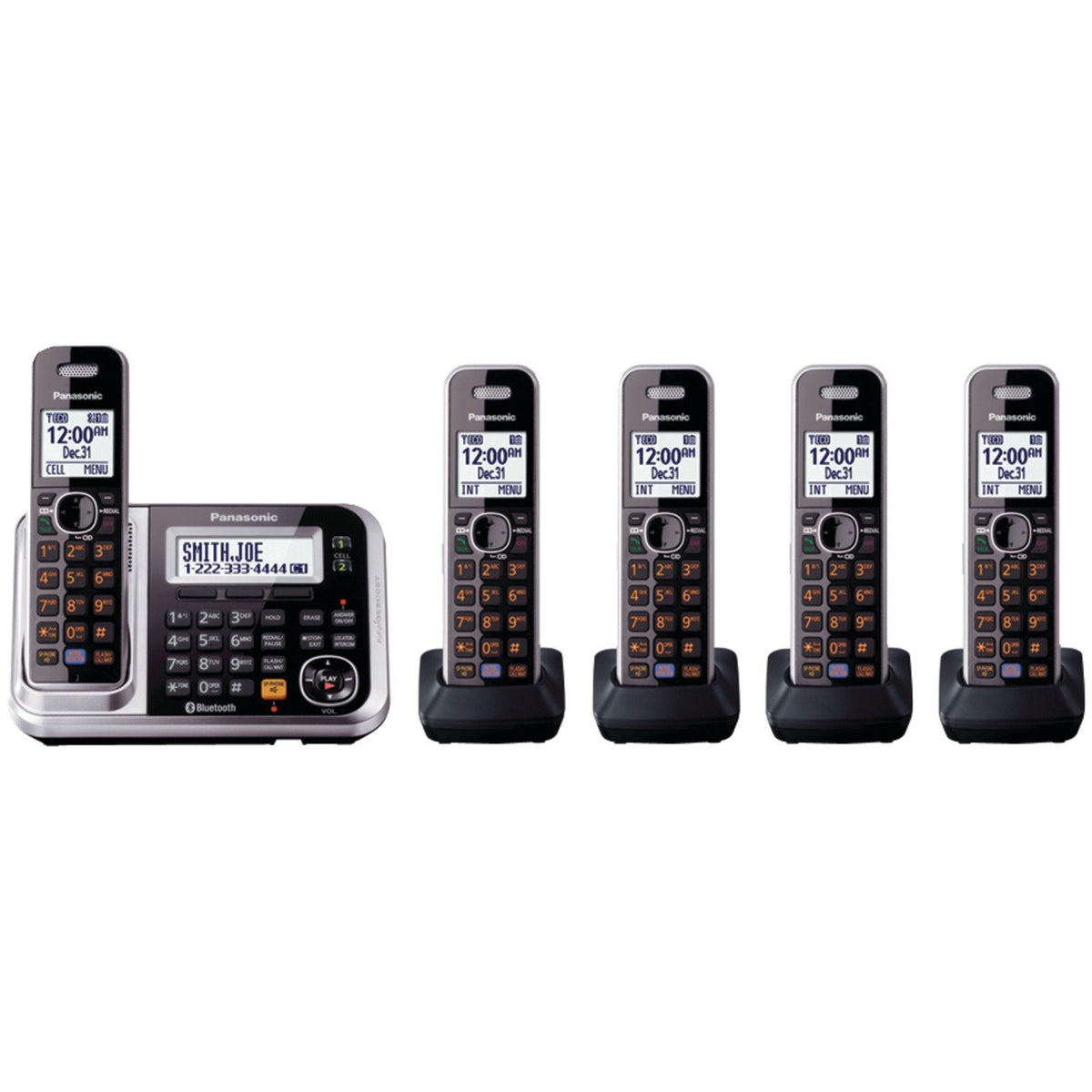 Panasonic Bluetooth Cordless Phone Kx Tg7875S Link2Cell With Enhanced Noise Reduction & Digital Answering Machine   5 Handsets (