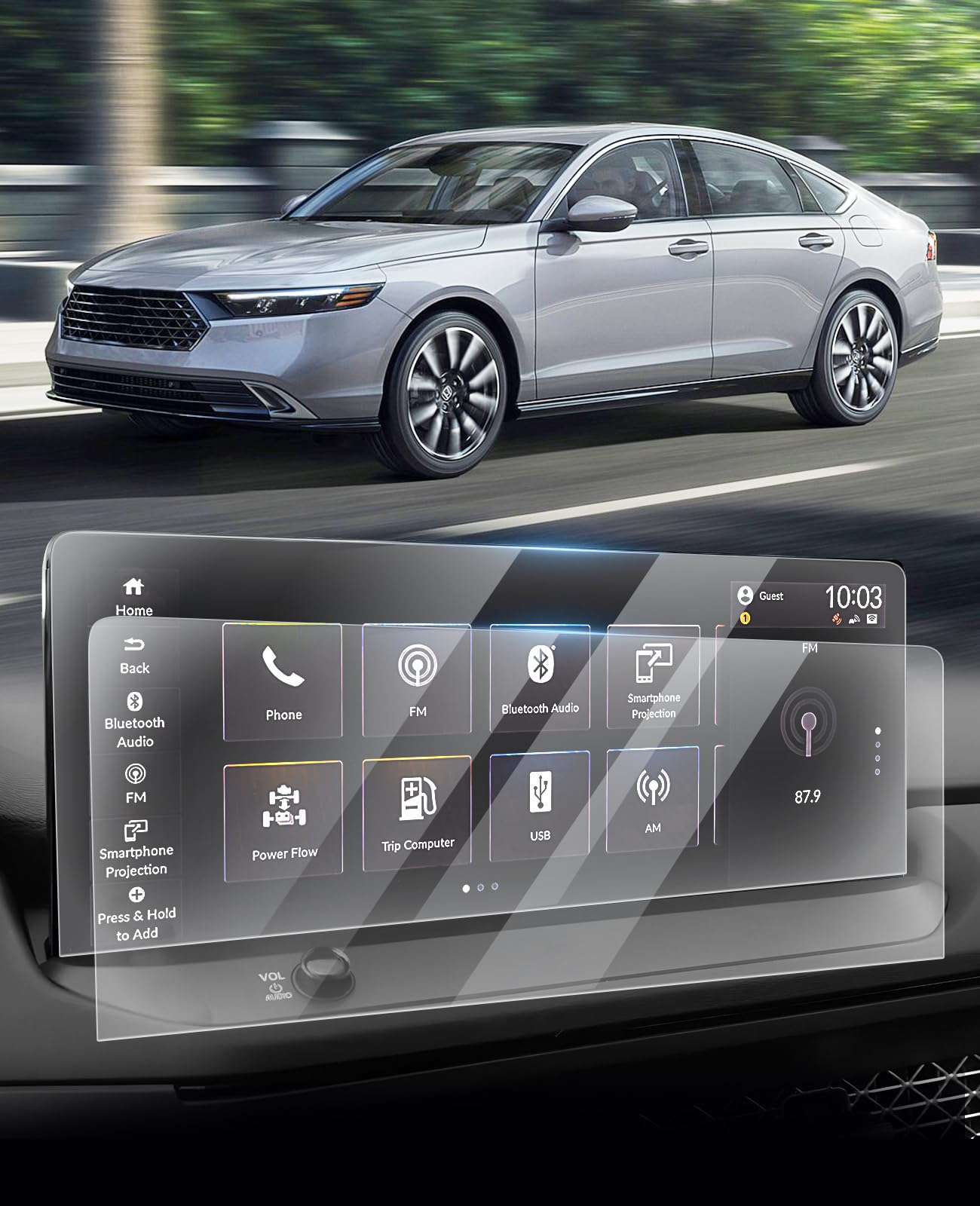 Sunsdrew 2Pcs Accord Screen Protector 2024 2023 Honda Accord 12.3 Inch Hybrid(Sport/Sport L/Ex L/Touring) Touchscreen Protector