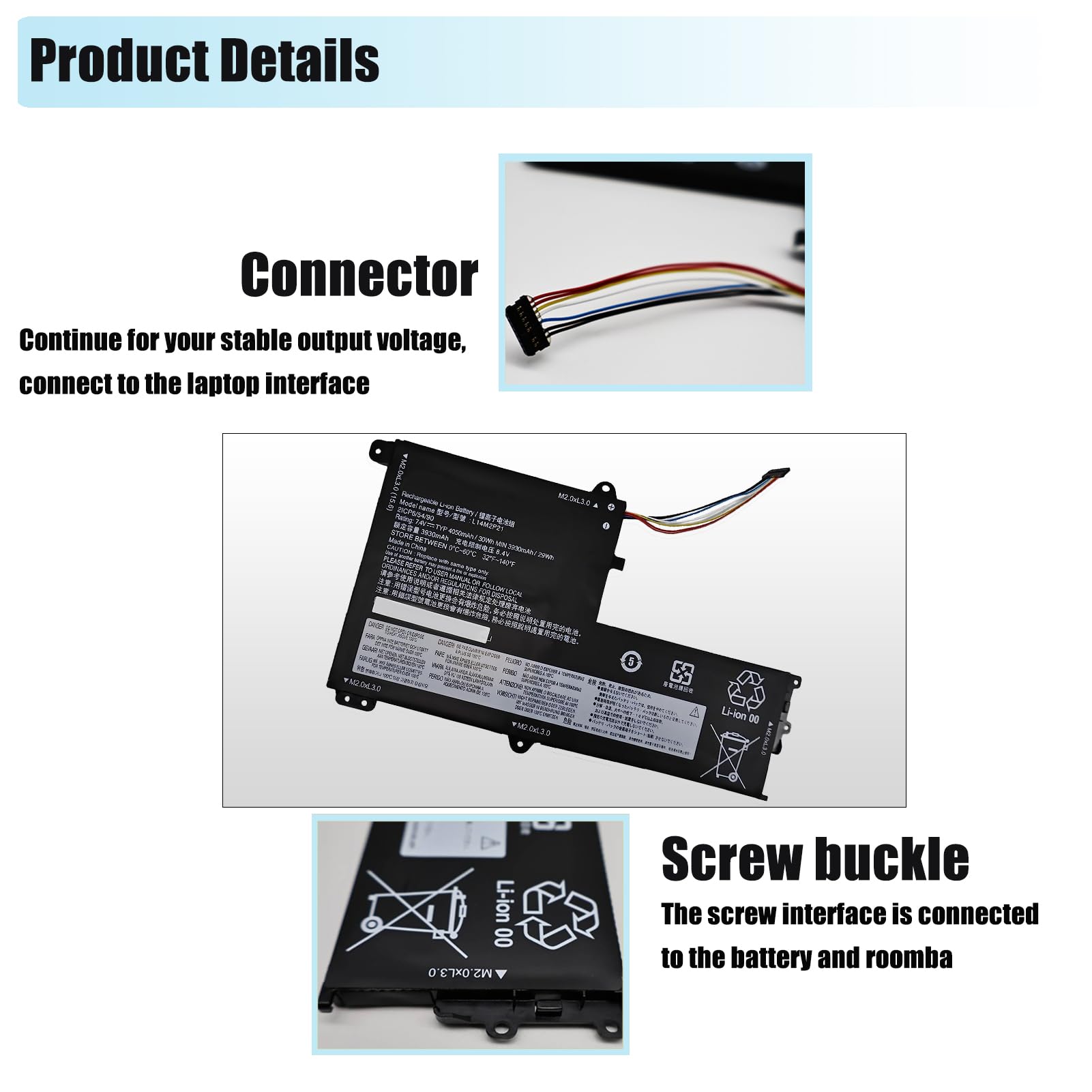 Lcenerga L14M2P21 Laptop Battery for Lenovo IdeaPad 330S Series 7.4V 30Wh 4050mAh