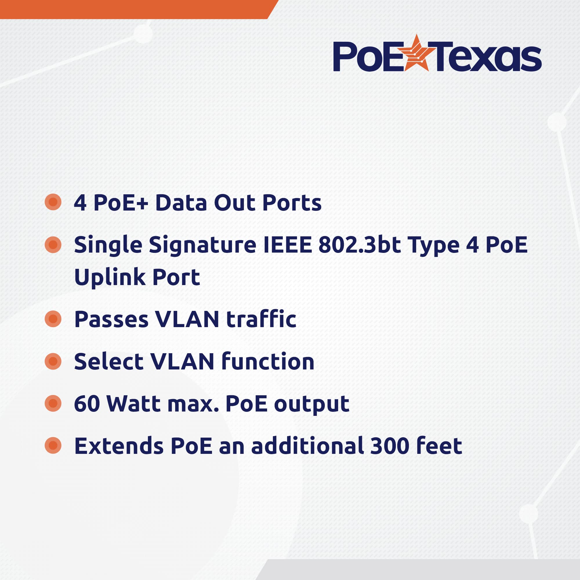 4 Port Gigabit Poe Extender With Ieee 802.3Bt Uplink   Power Over Ethernet Poe+ Passthrough Switch With Vlan & 500 Ft. Range Ext