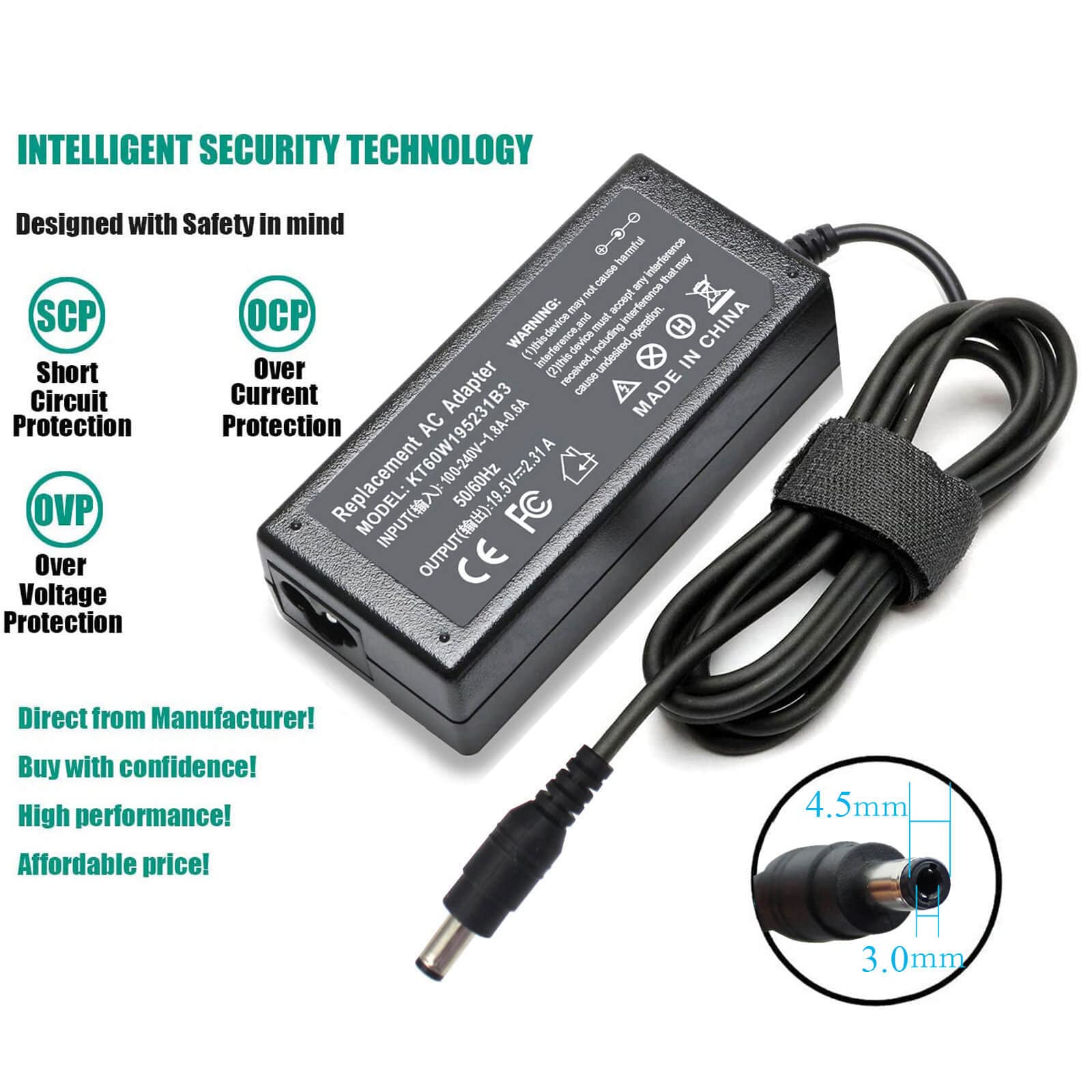 45W Ac Adapter Charger For Dell Inspiron 13 7000 15 5000 15 3000 5100 Series 5559 5558 5755 5758 3552 5378 7378 5570 La45Nm140 Ha45Nm140 0Ytfjc 0Kxttw 0Cdf57 P58F P32E P97F Xps 13 Power Supply Cord