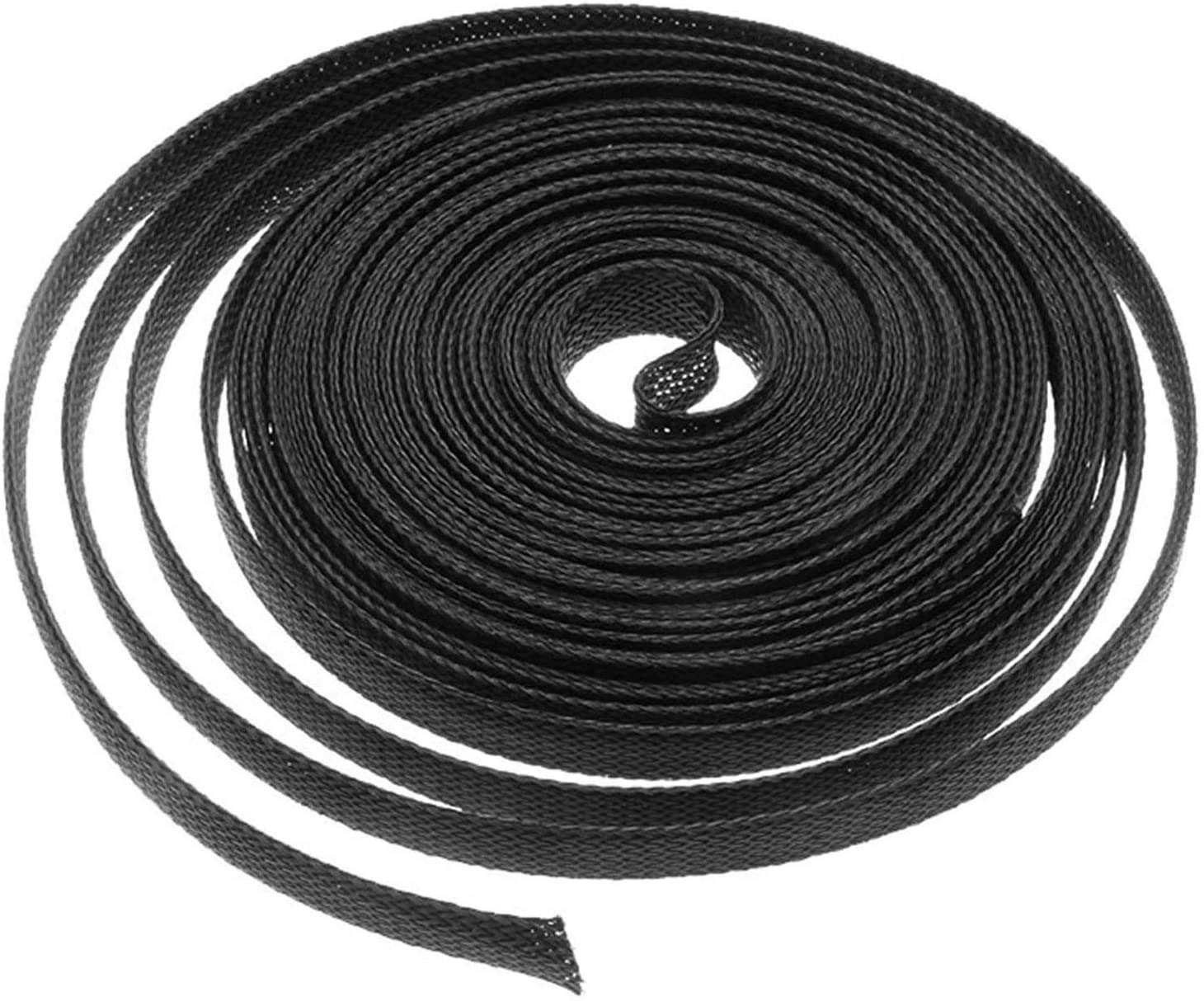 Dgzzi Braided Wire Sleeve 16.4Ft 1/2 Inch Flame Retardant Black Expandable Braided Cable Sleeving For Automotive Wire Audio Vide