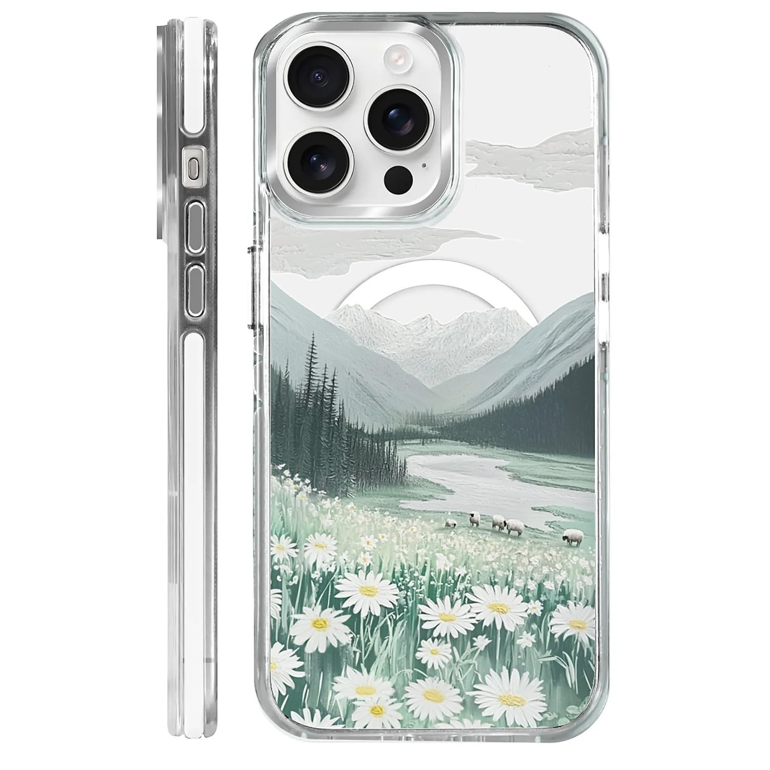 casesok for iPhone 13 Pro Max Case Compatible with Magsafe,Clear Aesthetic Design Cute for Girls Women,Anti-Drop Protective Hard