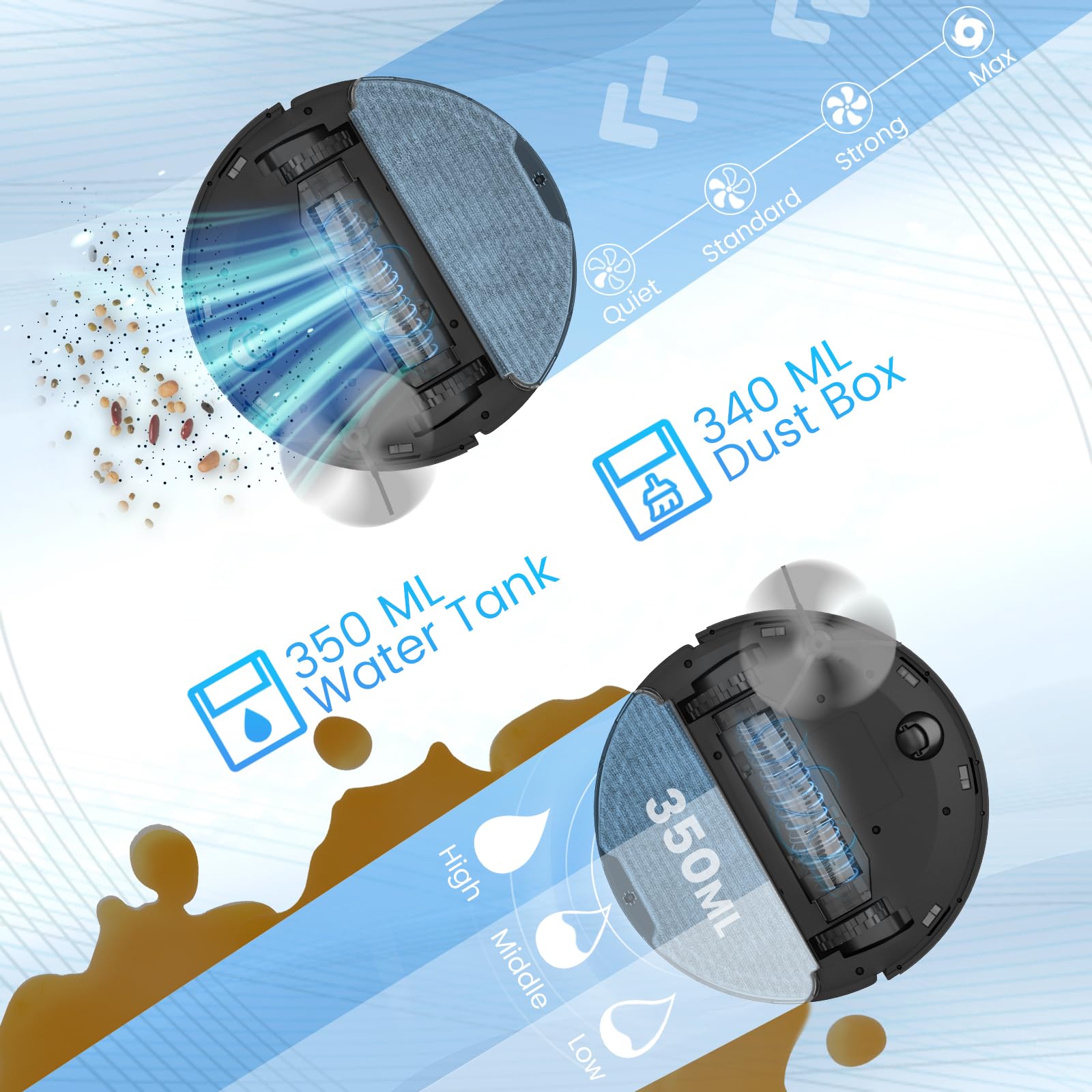 Robot Vacuum And Mop Combo, Self Emptying, 60 Day Capacity, Schedule, 180Mins Runtime, Home Mapping, Wi Fi/App/Alexa/Remote, Rob