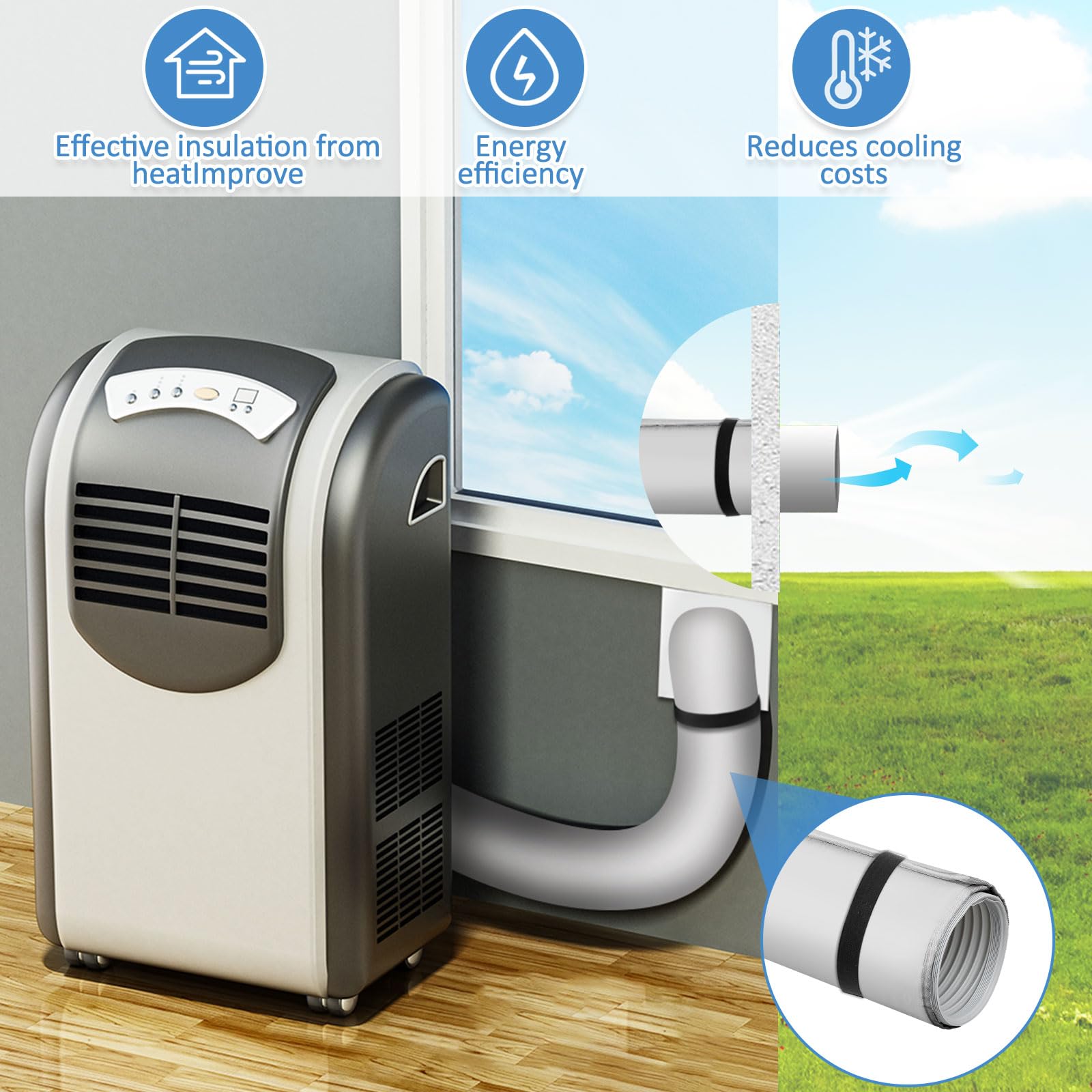 Outus 4 Pcs Air Conditioner Hose Cover Wrap - Ac Hose Duct Vent Insulation Sleeve Insulated Cover For Portable Ac For 5 & 5. 9 D