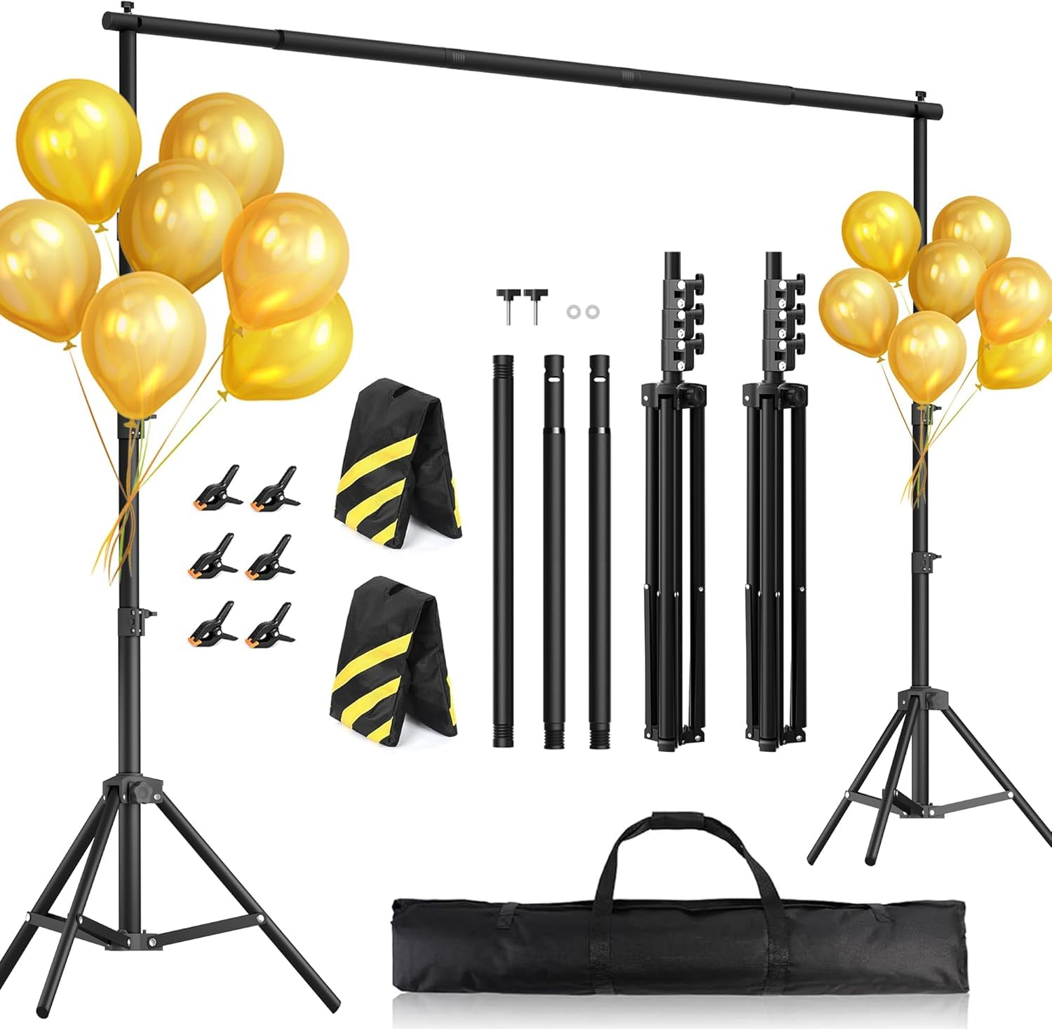 Heavy-Duty Backdrop Stand 10x8.5 ft, Upgrade Telescopic Adjustable Photography Backdrop Stand for Parties, Stage Decoration Stan