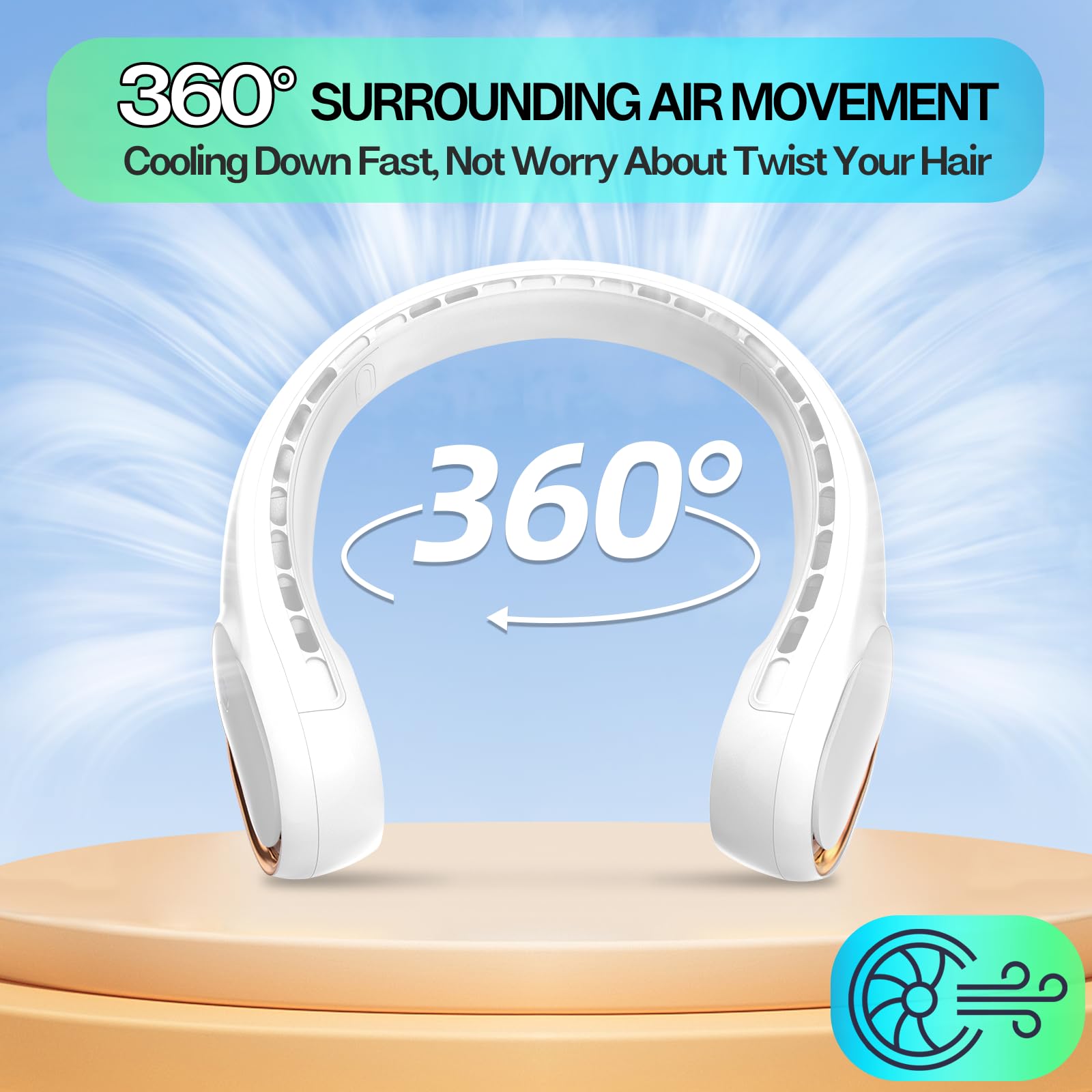 Kidee Bladeless Neck Fan, Portable Cooling Personal Fan, 4000Mah Usb Wearable Neck Fans Rechargeable, Upgraded Air Volume For In