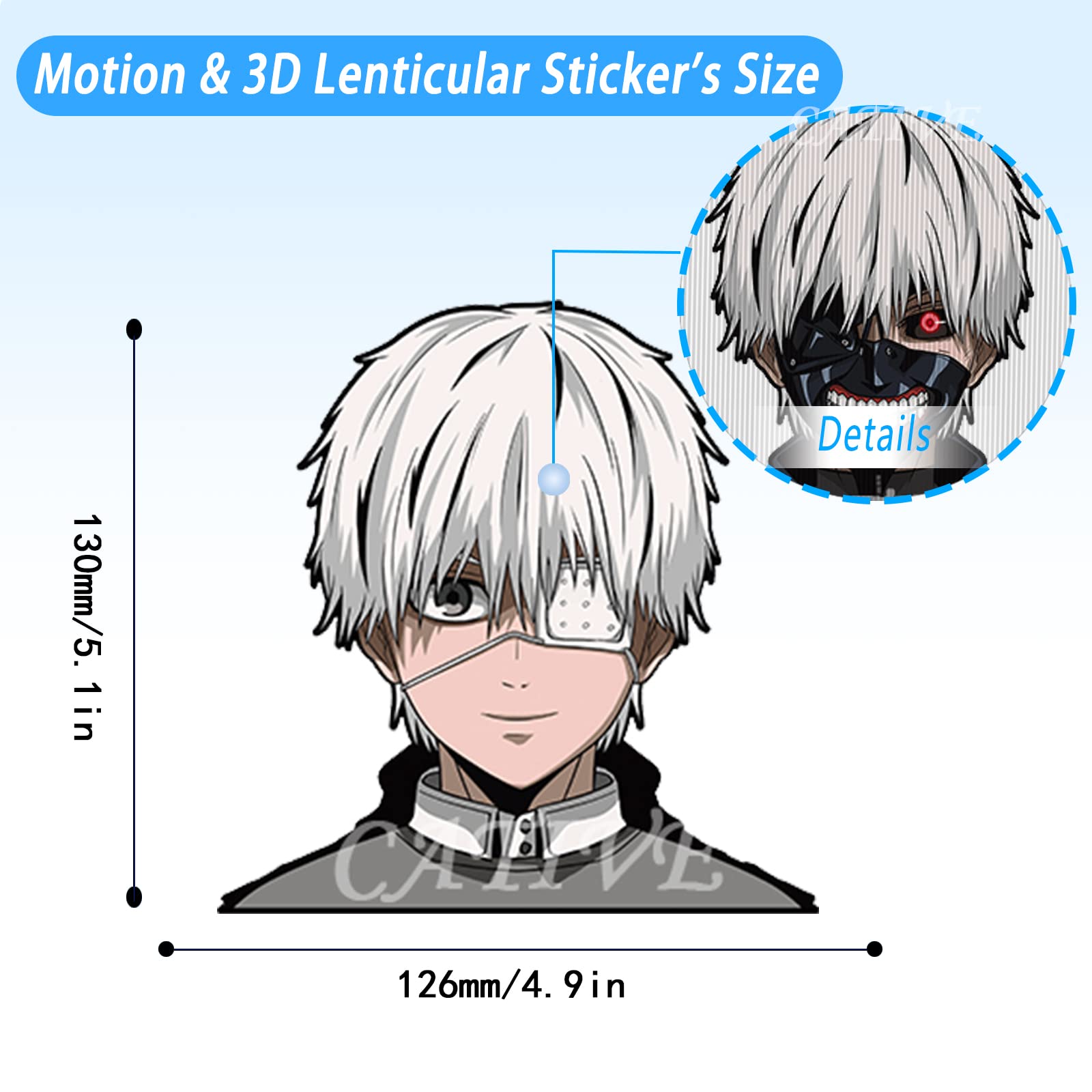 Cative Anime 3D Motion Stickers, G 01, Waterproof, Wall, Car Decals, Pet, Irregular Shape, Reusable, Kids Gift