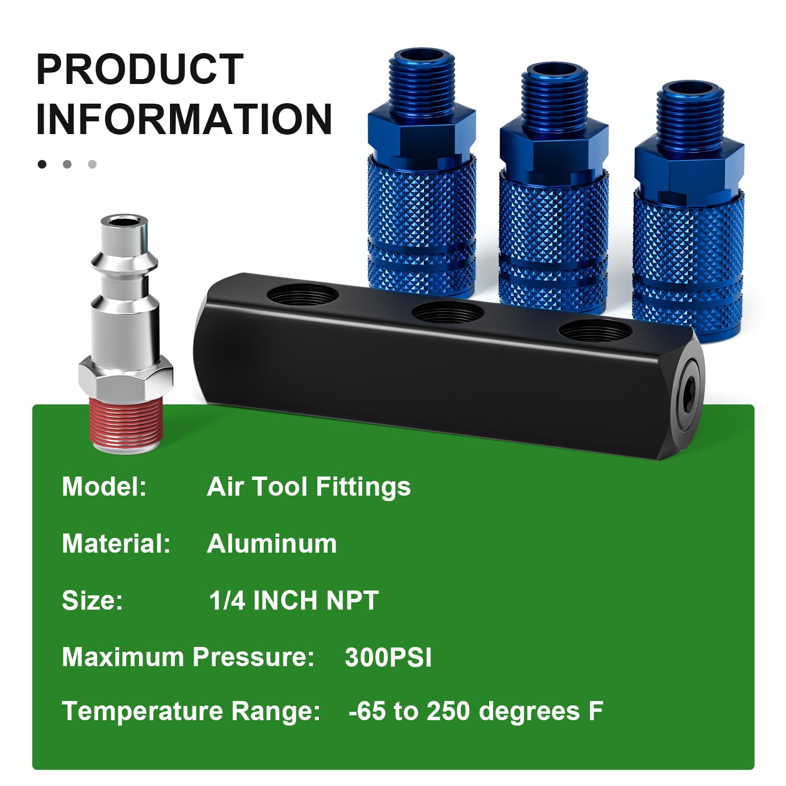 Taisher 3 Way Straight Air Manifold 4 Ports Aluminum Industrial Pneumatic Air Compressor Quick Connect Socket In Line Type Air H