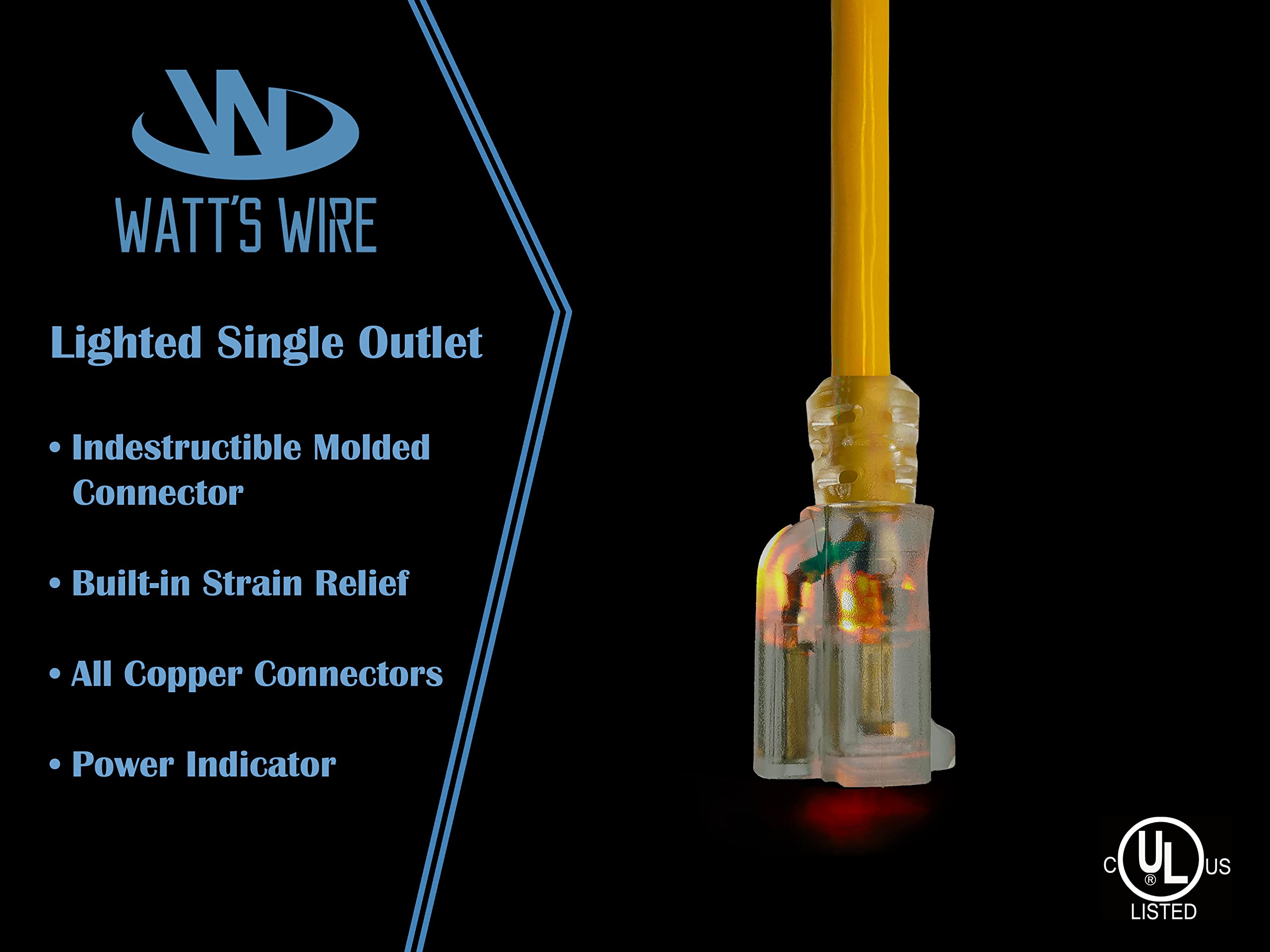 50 Ft   Gfci 12 Gauge Heavy Duty Extension Cord   Sjtw   Indoor/Outdoor Extension Cord By Watt'S Wire   50' 12 Gauge Grounded 15