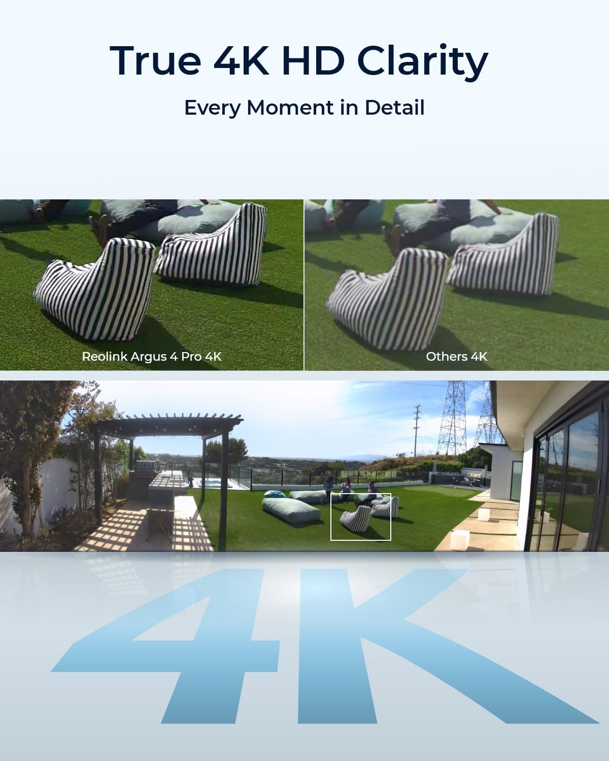 Reolink Argus 4 Pro   4K Solar Security Camera, Colorx Night Vision, 180 Blindspot Free View, Wireless Outdoor Camera With Dual