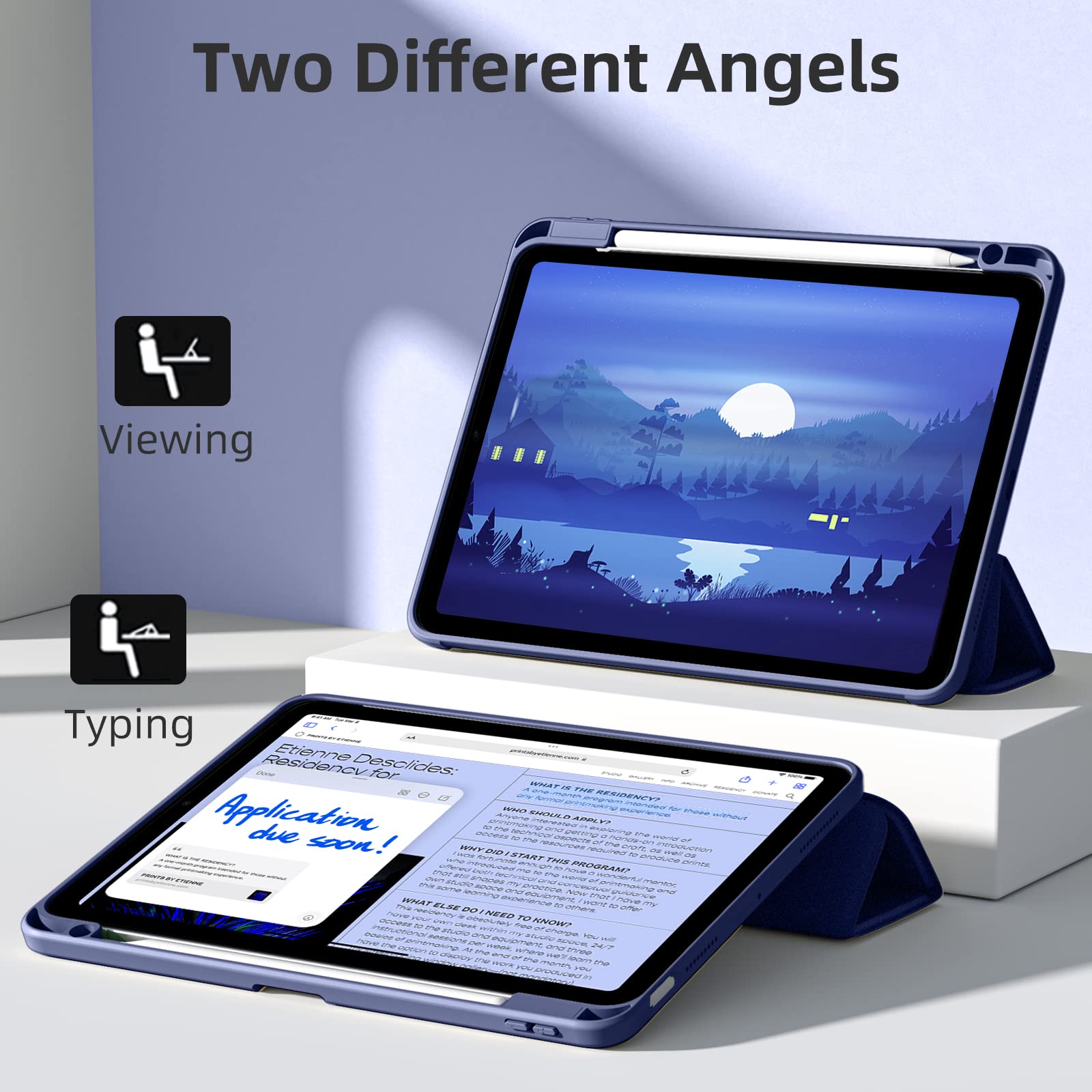 Wenlaty Compatible With Ipad Air 11 Inch Case (M2) 2024 Release, For Ipad Air 6Th/5Th/4Th Generation Case 11/10.9 Inch With Penc