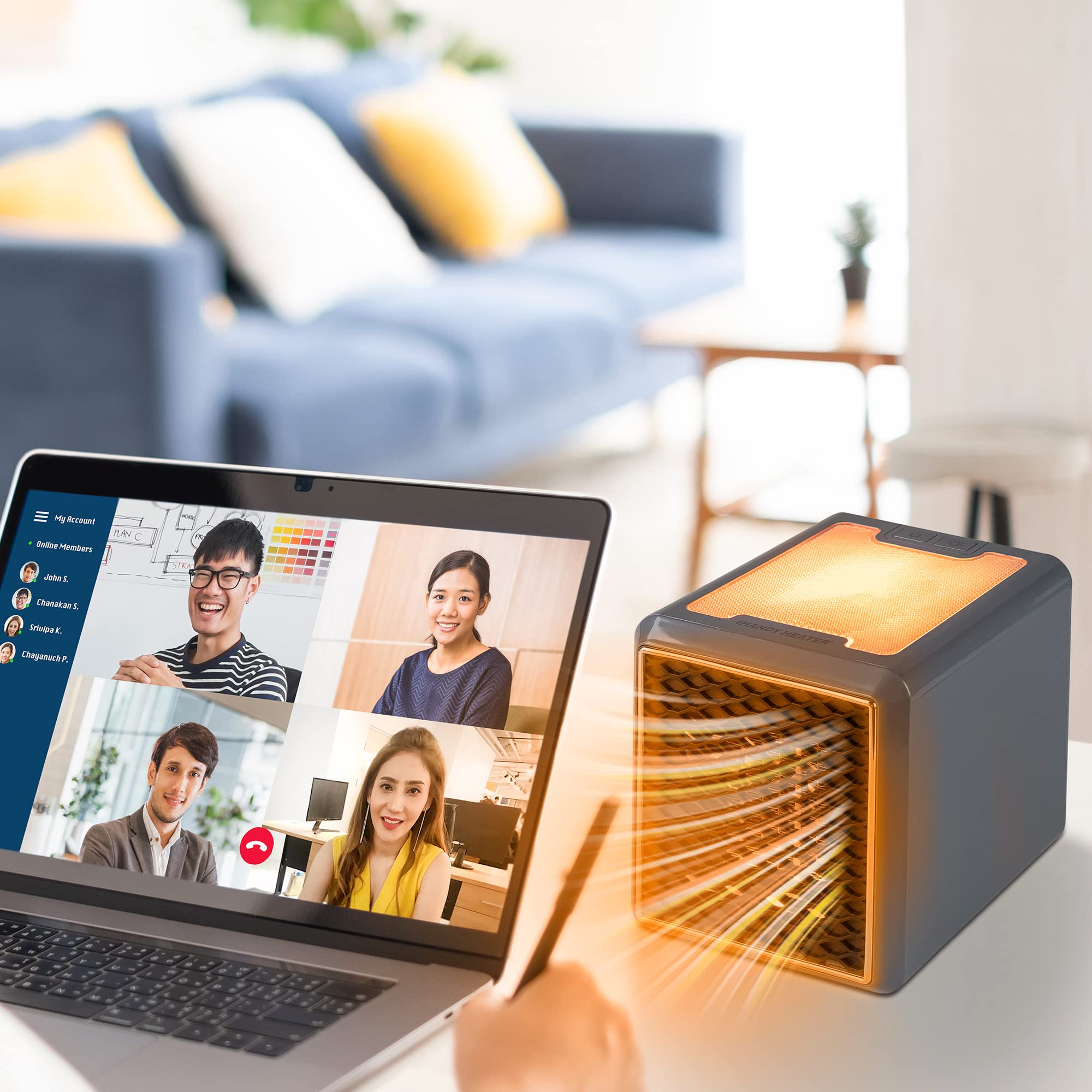 Ontel Handy Heater Pure Warmth Ceramic Space Heater, 1200 Watts, 3 Speed Adjustable, Quiet Operation (Pack Of 1), Black