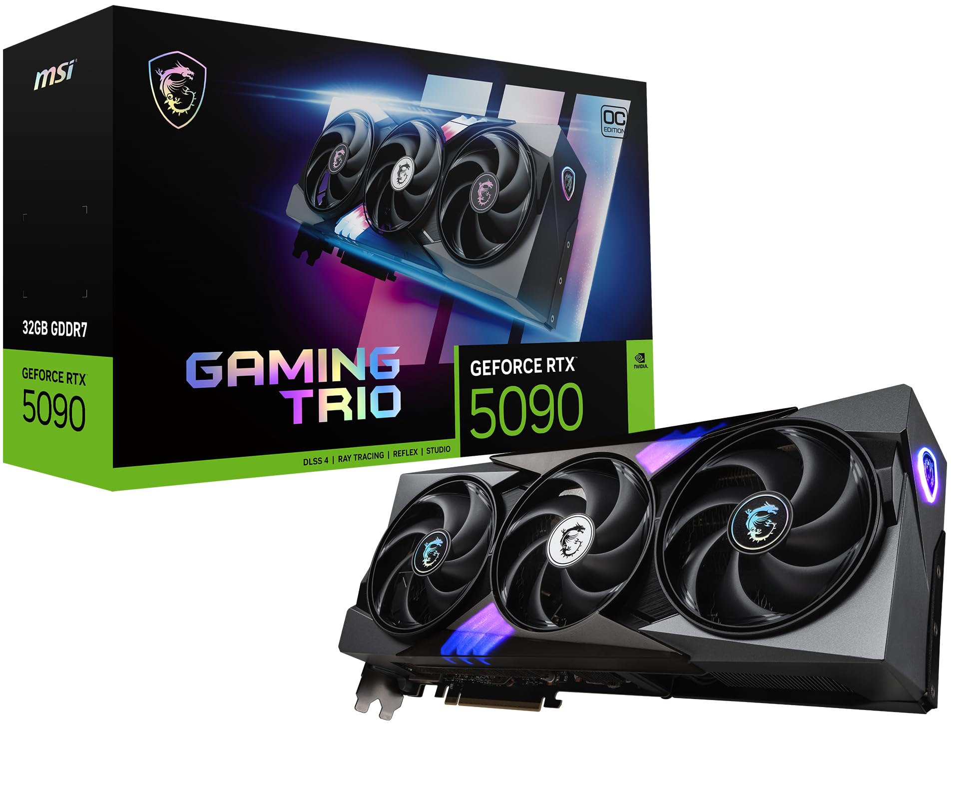 MSI GeForce RTX 5090 32G Gaming Trio OC - 32GB GDDR7 (28Gbps/512-bit), PCIe 5, Boost: 2482MHz, HDMI 2.1b, DisplayPort 2.1b