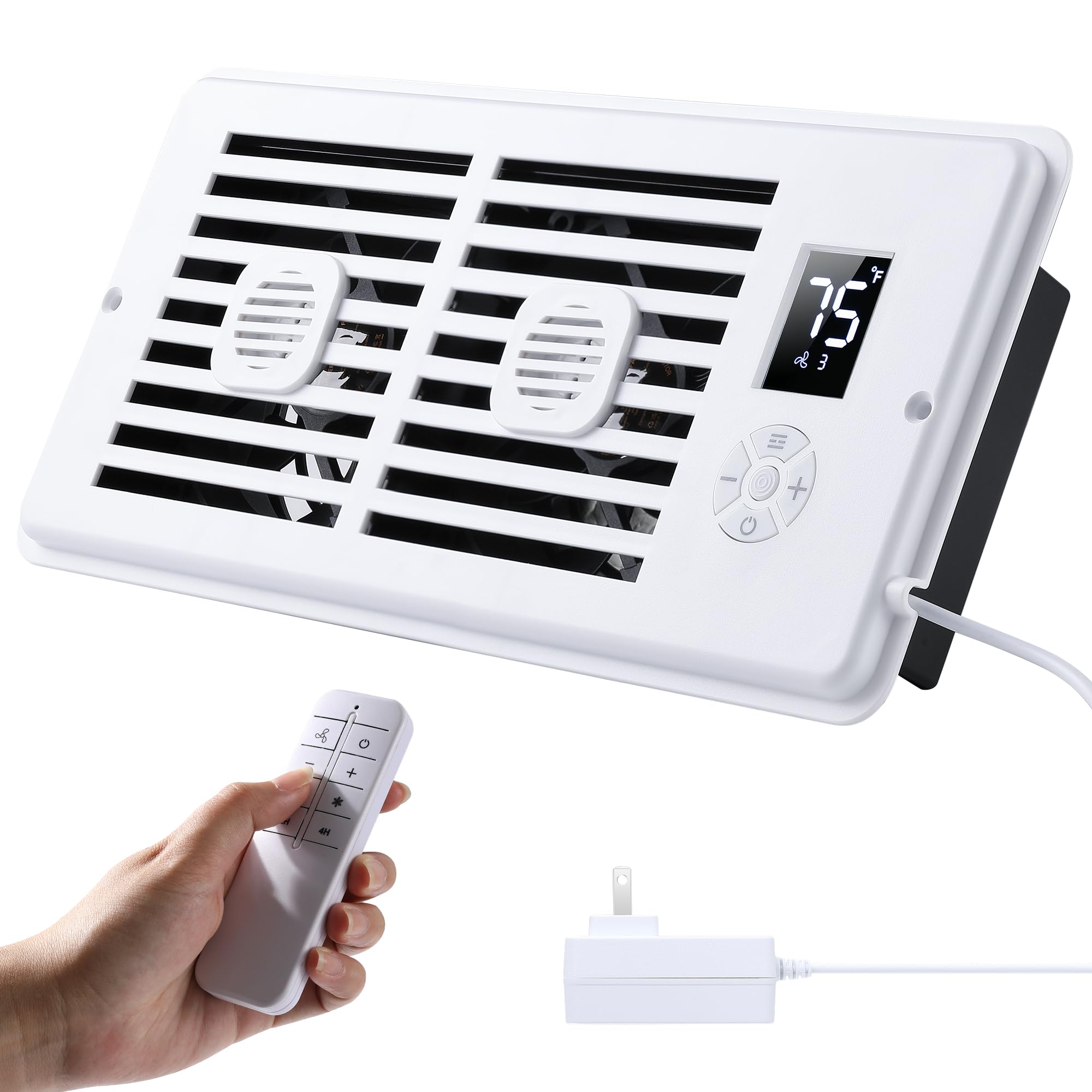 Agptek Register Booster Fan For 4 X 10 Register Holes, Quiet Air Vent Fans With 10-Speed, Intelligent Thermostat & Remote Contro